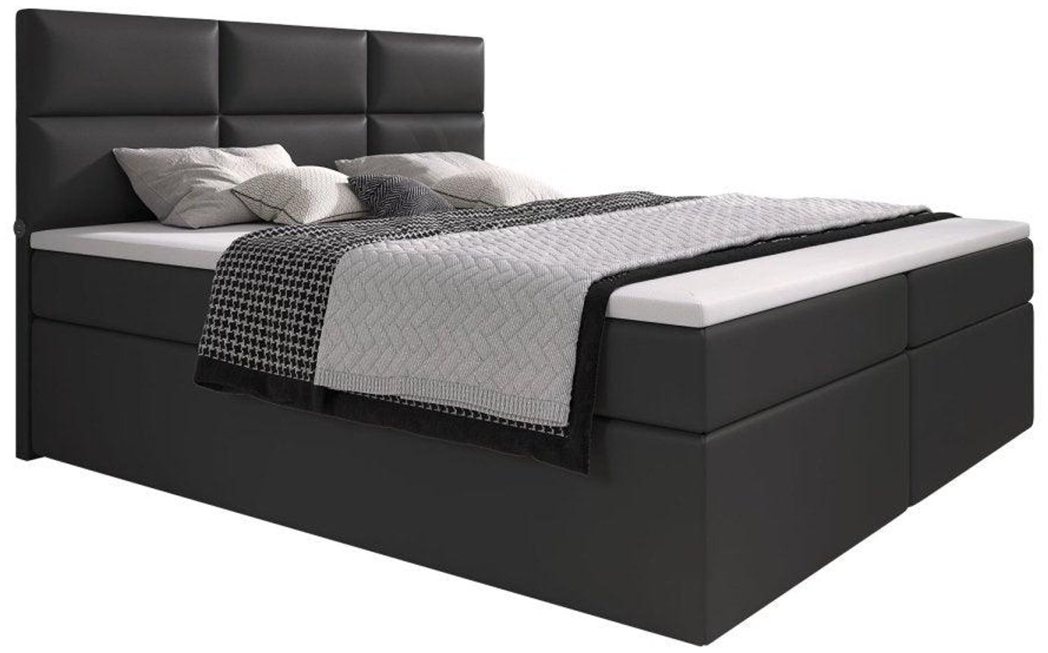 Boxspringbett Carre mit USB-Anschluss 200x200 Schwarz H3 (70-100kg) Bild 1