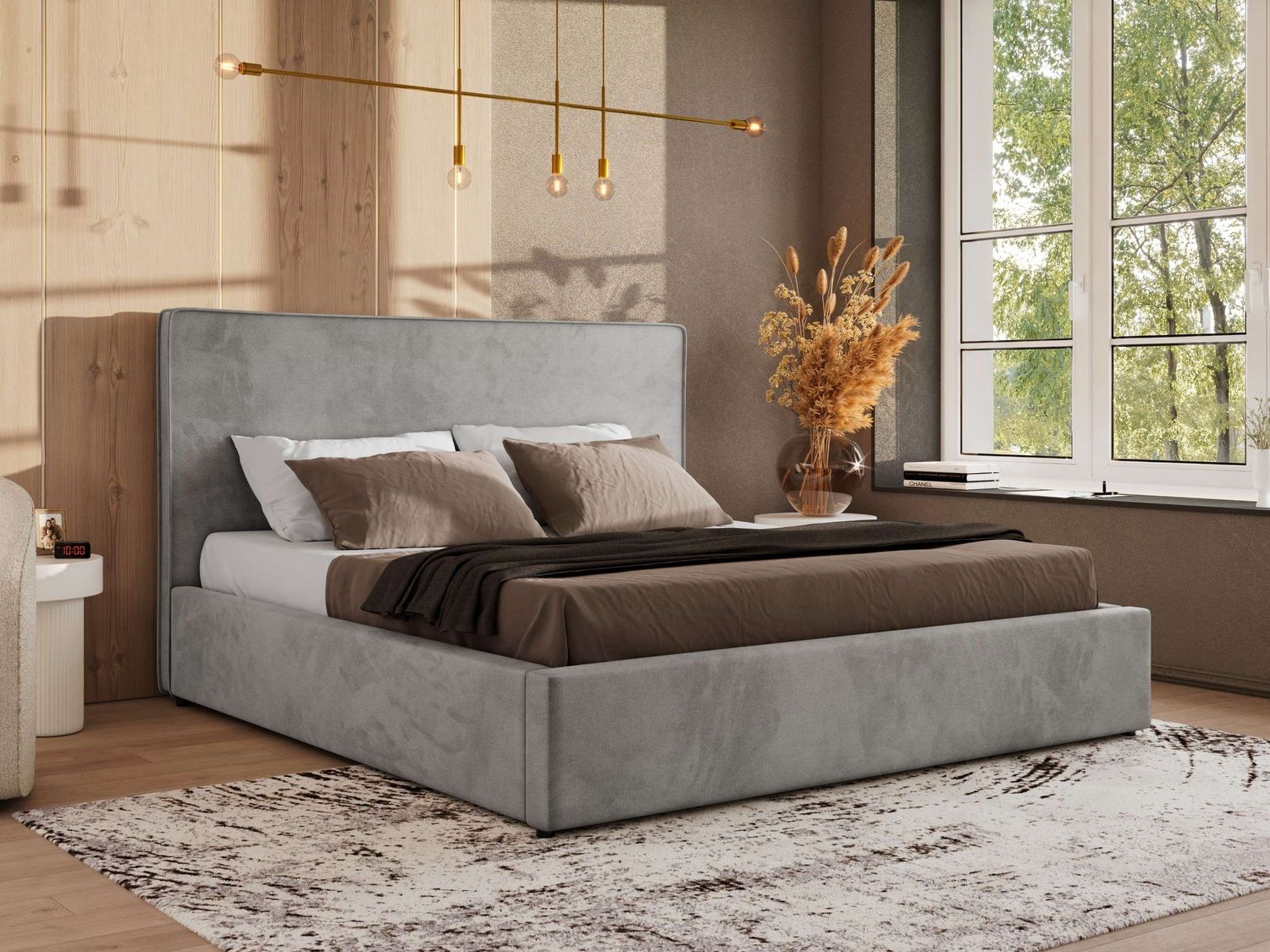 CORIVO CLASSIC Polsterbett mit Bettkasten & Stauraum, Doppelbett, inkl. Lattenrost, Metall-Hebeautomat mit Gasdruckfedern, mit Pocket Matratze - Hellgrau Velvet - VIRE LUX Bild 1