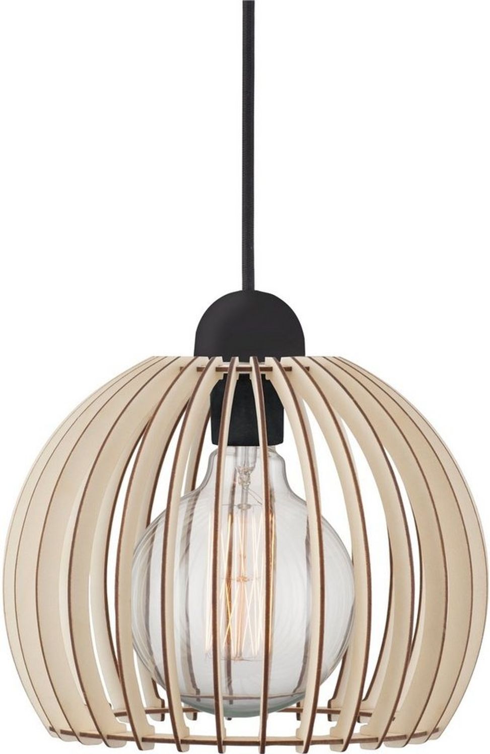 Nordlux Schwarze Pendelleuchten Chino 25 Ø 25 Cm Braun 1-flammig Kugelförmig, Braun, schwarz, Holz, Kunststoff, Stoff, 84823014 Bild 1