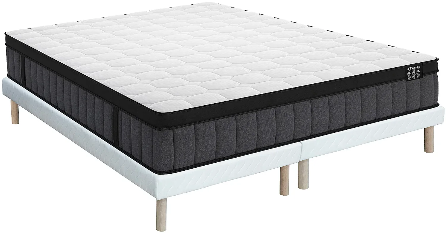 Vente-unique - TOLCA Mattress and bed base set Stoff Weiß - B 90 cm180 cm x H 31 cm25 cm x L 200 cm Bild 1