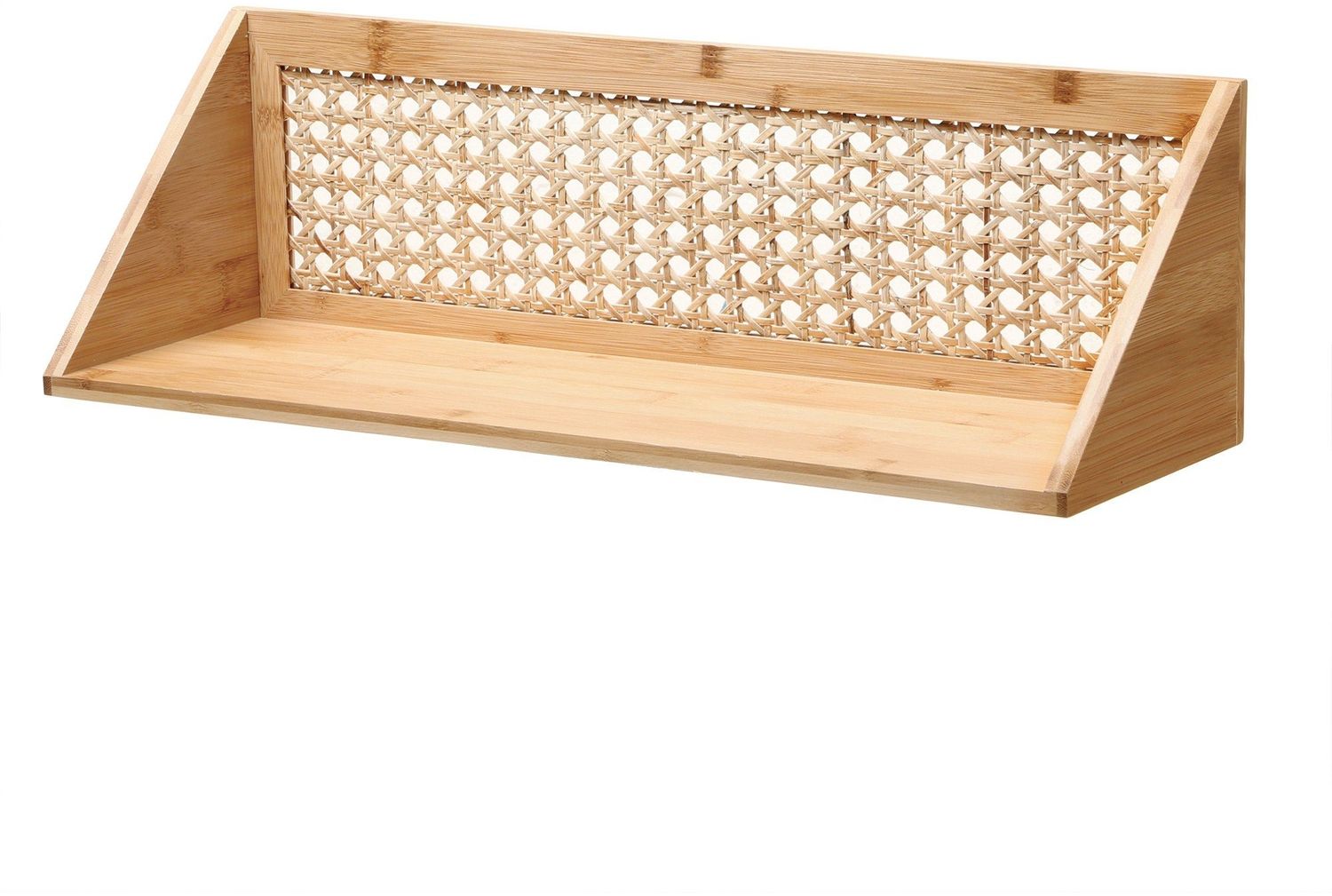 Calicosy Wandregal aus Bambus und natürlichem Rattan - 50 cm - Helles Holz Bild 1