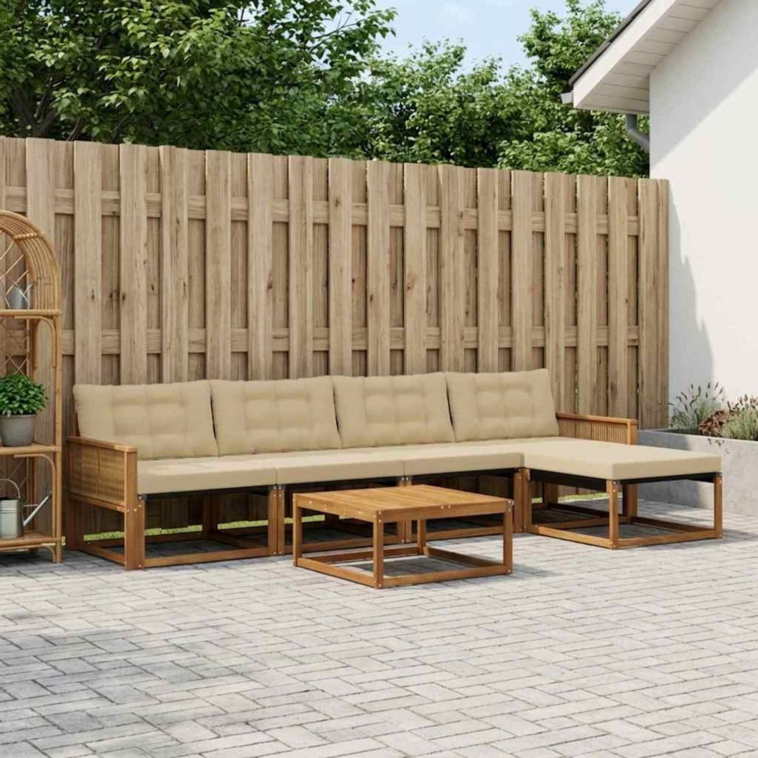 vidaXL Outdoor-Sofagarnitur mit Kissen 6 pcs Natur und Beige 3381381 Bild 1