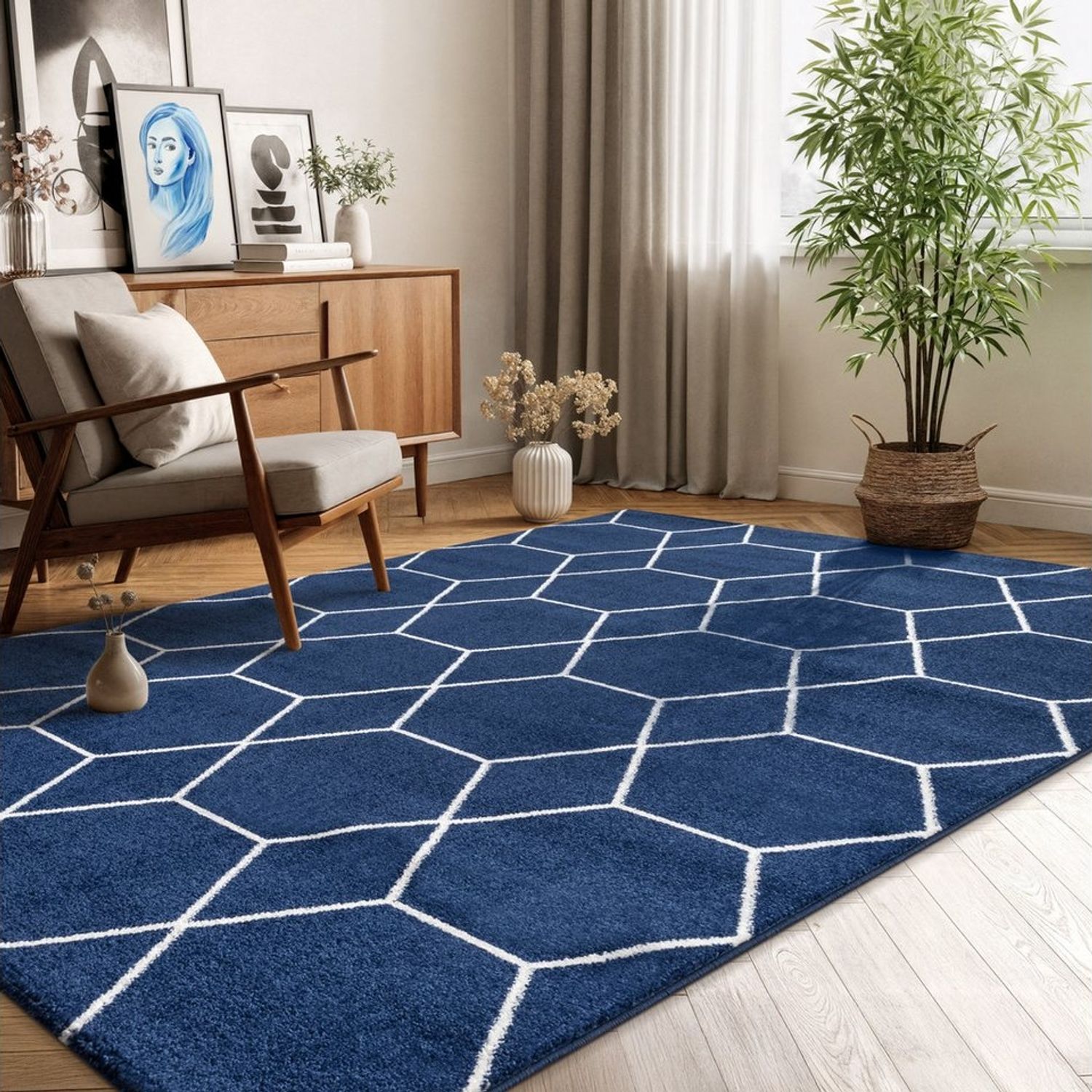Sanat Teppich Trellis, rechteckig, Höhe: 10 mm, Kurzflor, skandi, boho, auch als Läufer und in rund Bild 1