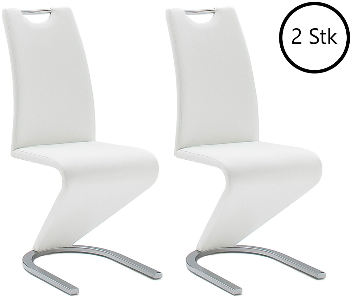 Esszimmerstuhl >Pupik I< (2er Set) in Weiß aus Metall - 45x102x62cm (BxHxT) Bild 1
