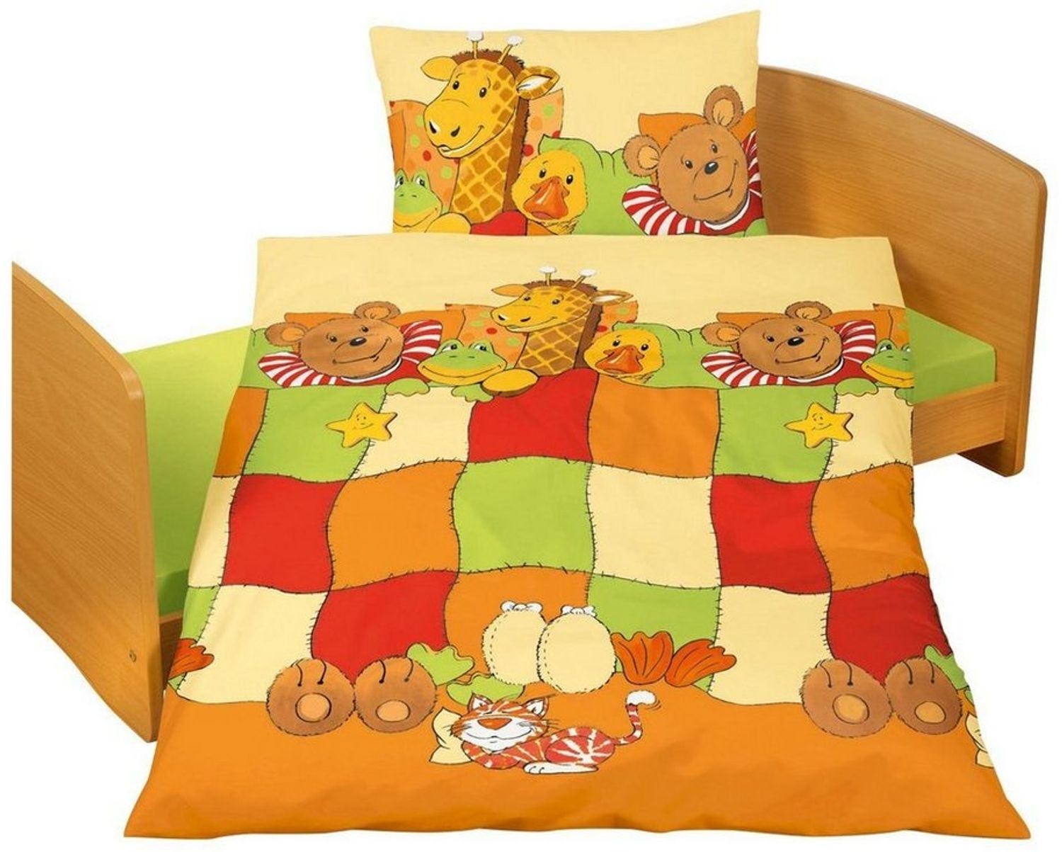 BIERBAUM Babybettwäsche Giraffe Maus Frosch Ente Tiger 40 x 60 100 x 135 cm Bild 1