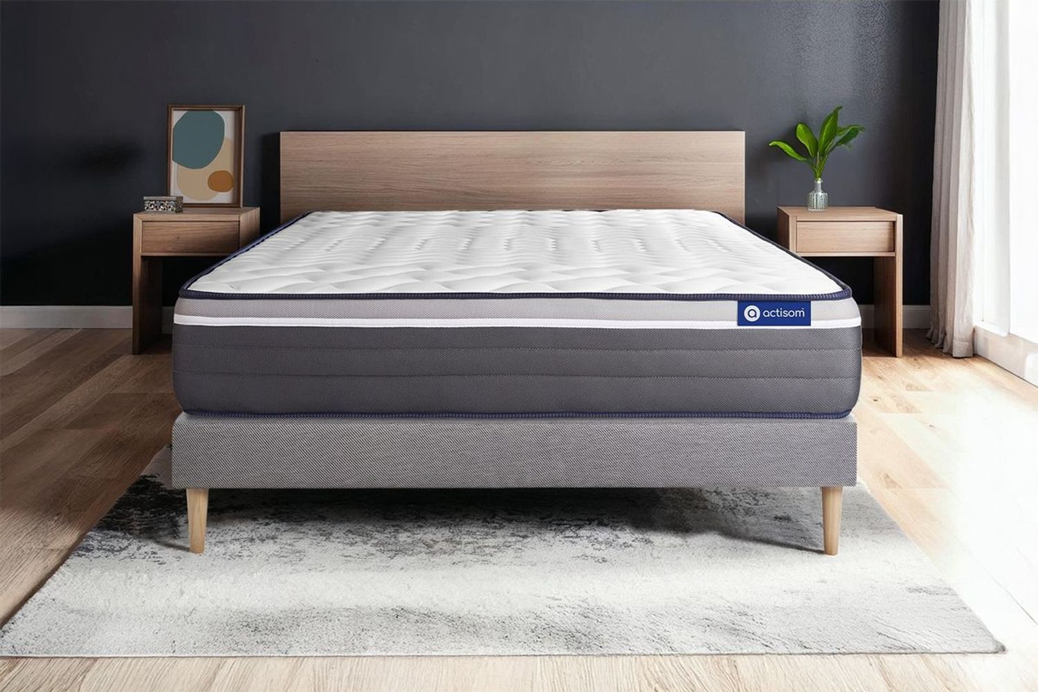 Actimemo plus matratze 140x200 cm + Bettgestell mit lattenrost - Dicke : 26cm - Memory-schaum - H5 Bild 1