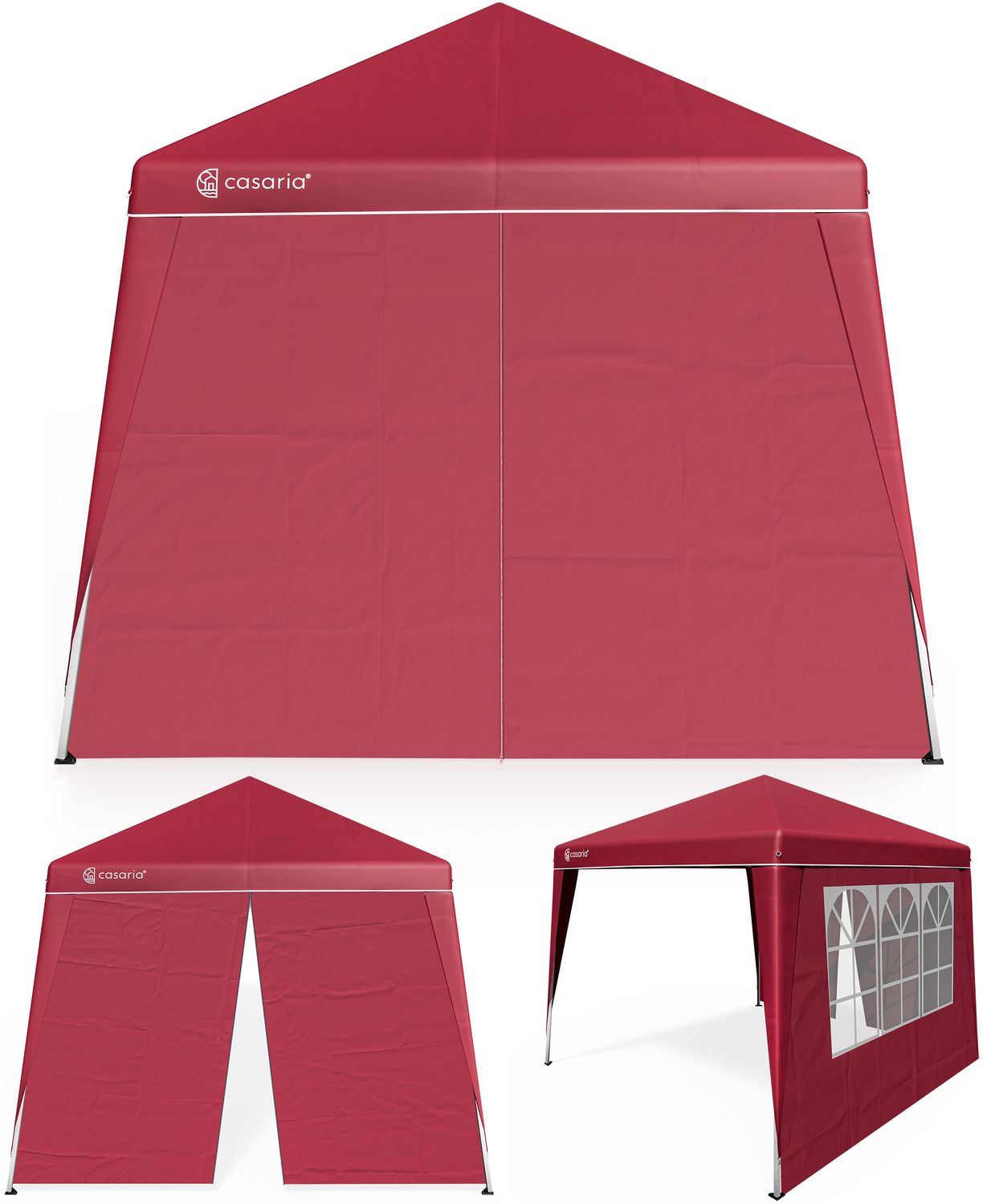 CASARIA® Set 3x3m Pavillon und 2x Seitenteil rot Bild 1