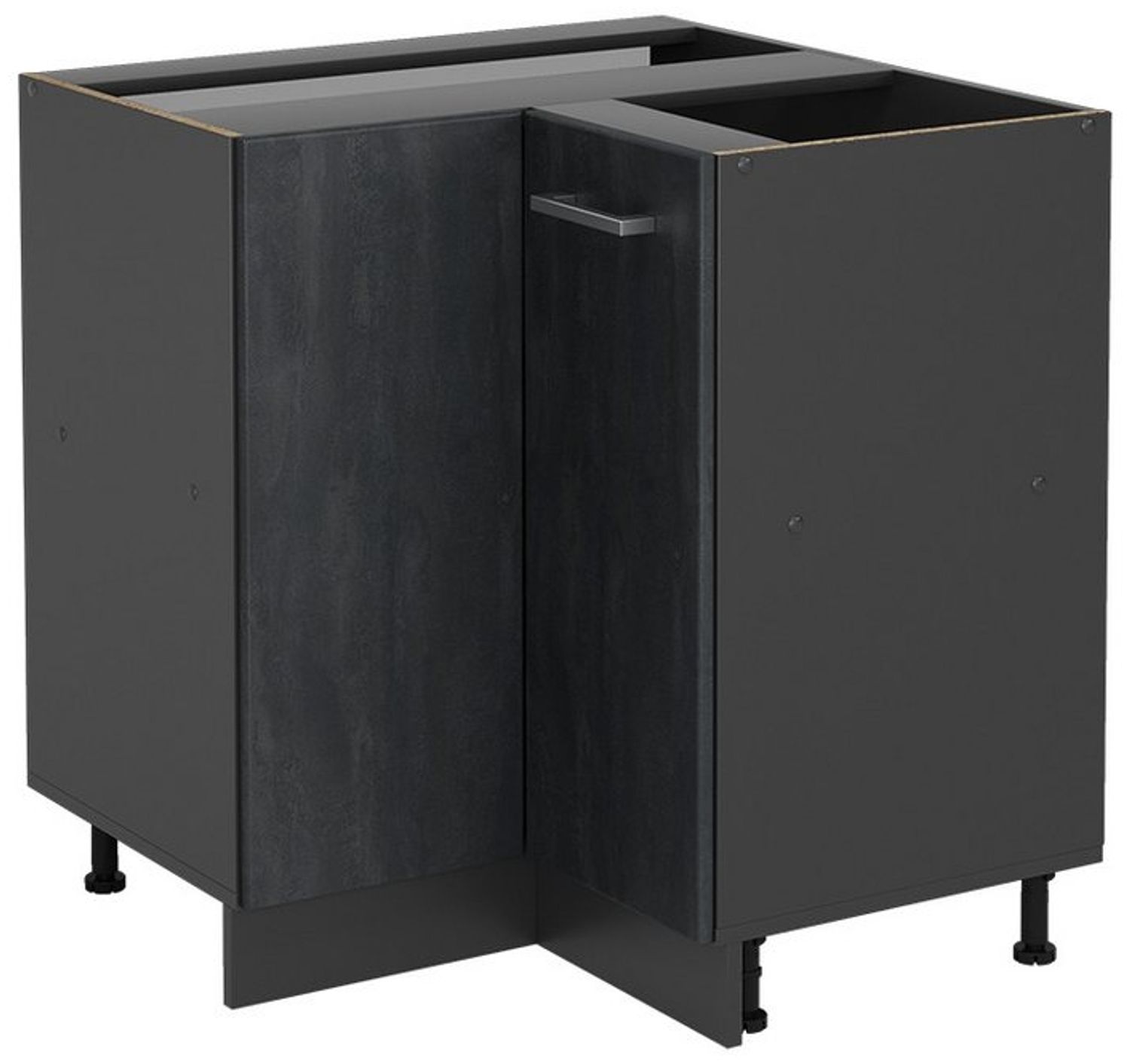 Eckunterschrank R-Line Schwarz Beton 75.6 cm ohne Arbeitsplatte Vicco Bild 1