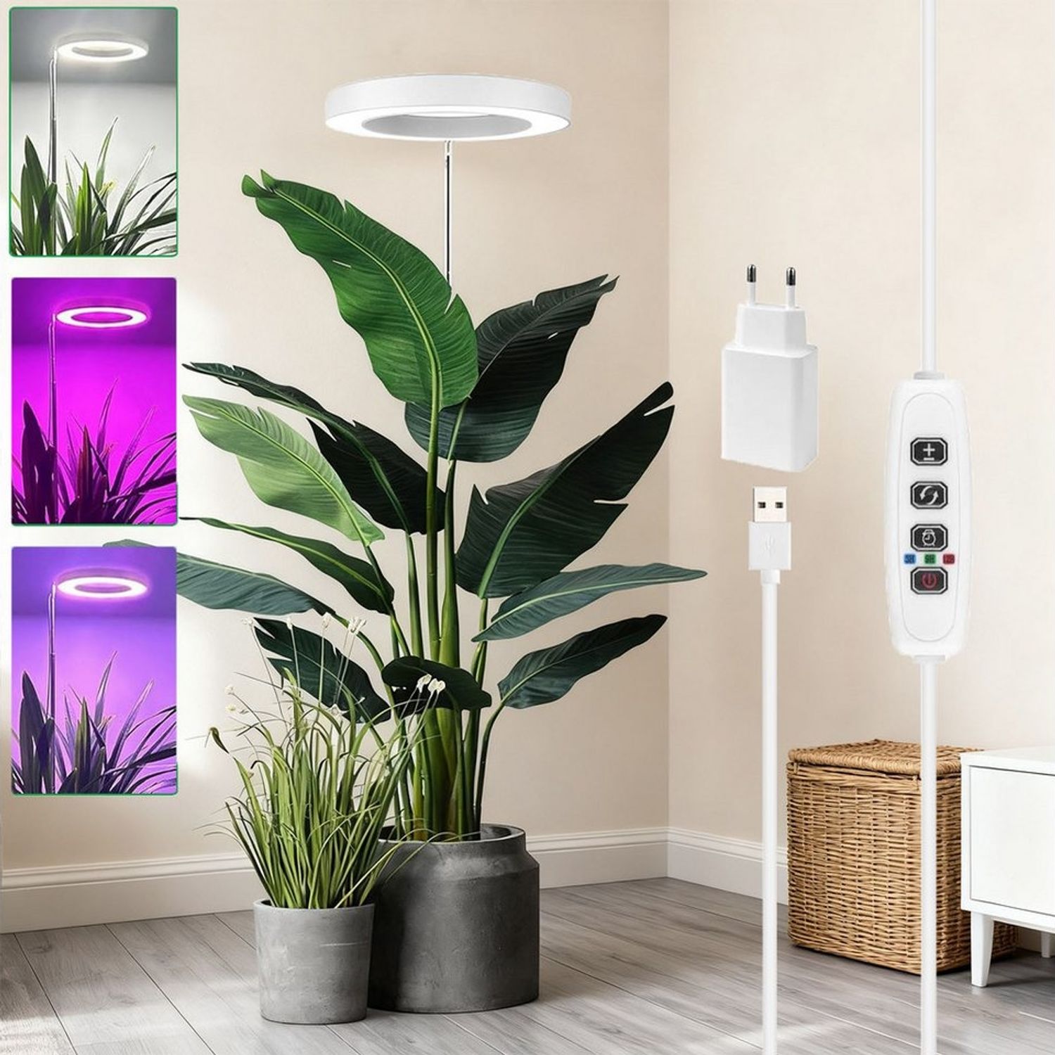 Laybasic Pflanzenlampe 72LEDs Pflanzenlampe Vollspektrum,Garten Zimmergewächshaus Growlight, 35–155 cm höhenverstellbar,Dimmbare Helligkeit,3/9/12H Timer Bild 1