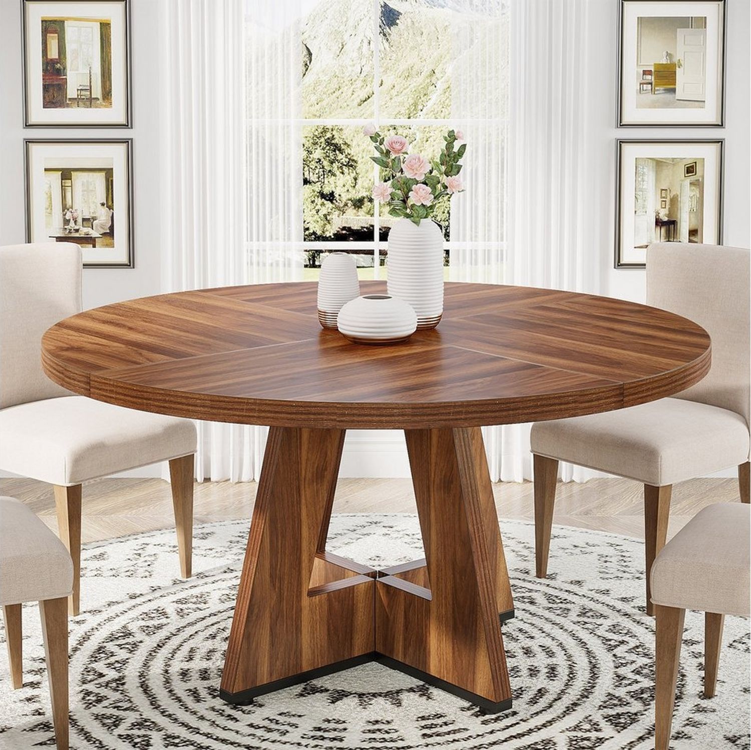 Tribesigns Esstisch Runder Esstisch, Küchentisch für Esszimmer Wohnzimmer, 120 cm Bild 1