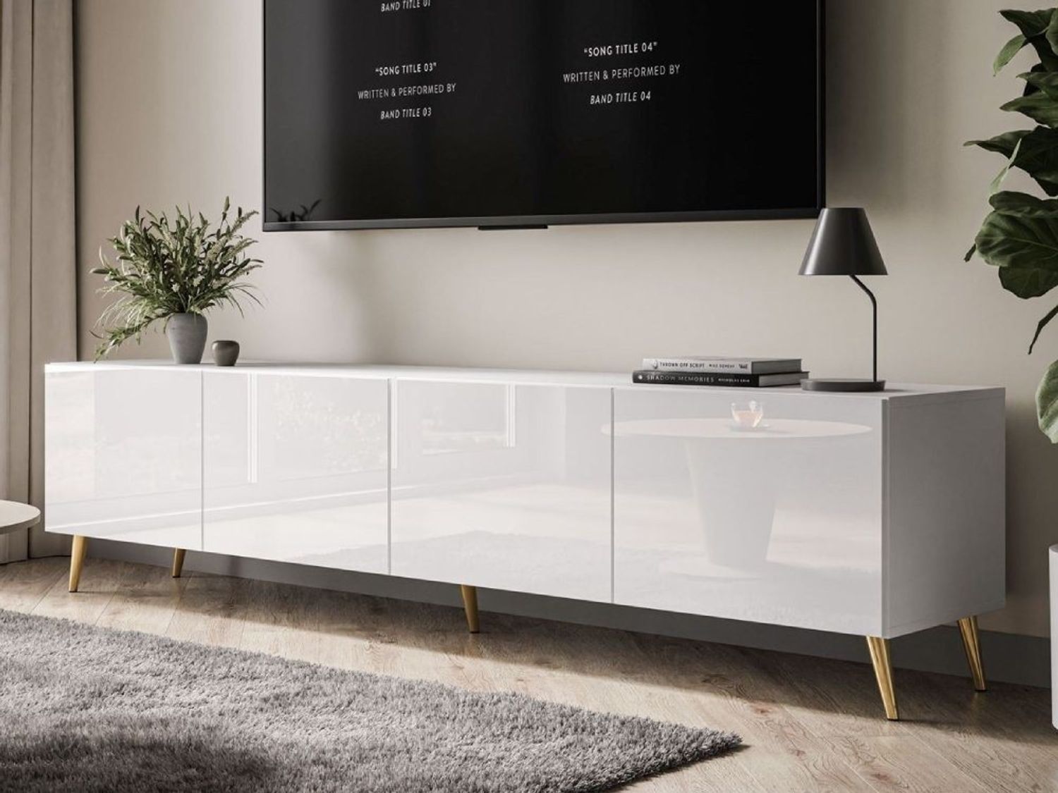 ALLHOUSE24 TV-Schrank LOGANTE 200 cm Breite Unterschrank TV Lowboard Metall Füße 200 cm Breite Bild 1