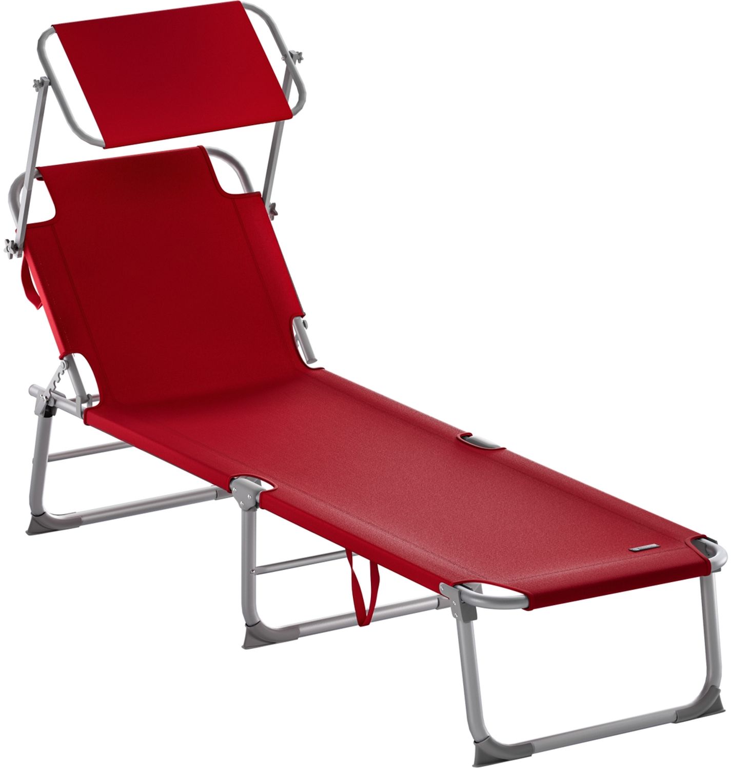 CASARIA® Sonnenliege mit Dach Klappbar Gartenliege Wetterfest Liegestuhl Rot Bild 1