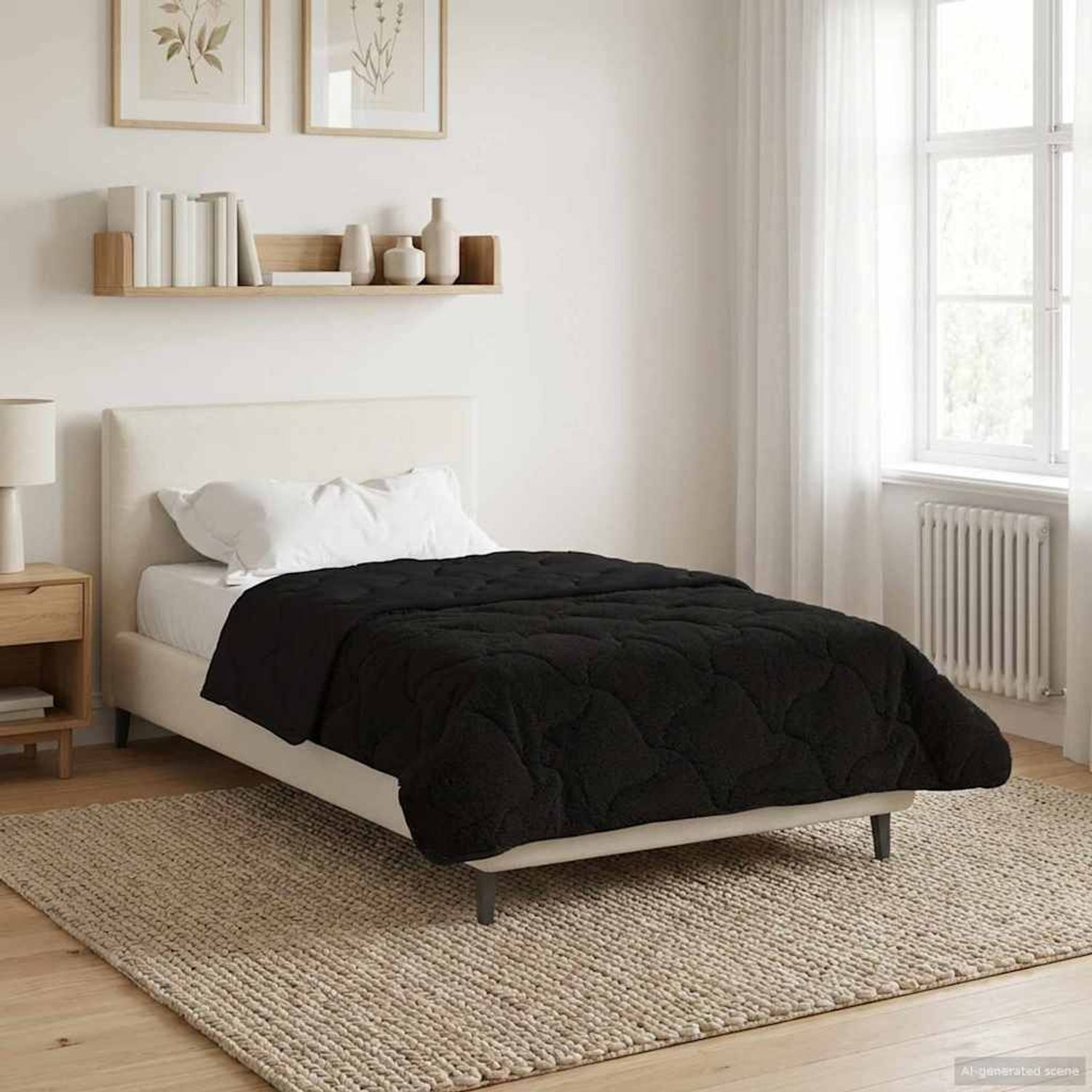 vidaXL Ganzjahresbettdecke Gepolstert Schwarz 135 x 200 cm 42026253 Bild 1