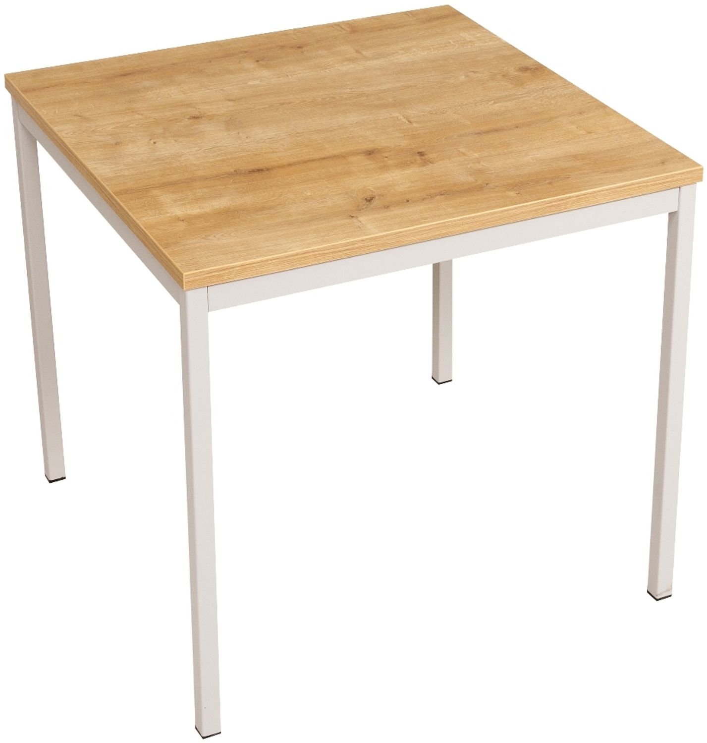 Furni24 Rechteckiger Universaltisch mit laminierter Platte Eiche 80 x 80 x 75 cm, Metallgestell und niveauausgleichs Füßen, ideal im Homeoffice als Schreibtisch, Konferenztisch, Computertisch, Esstisch Bild 1