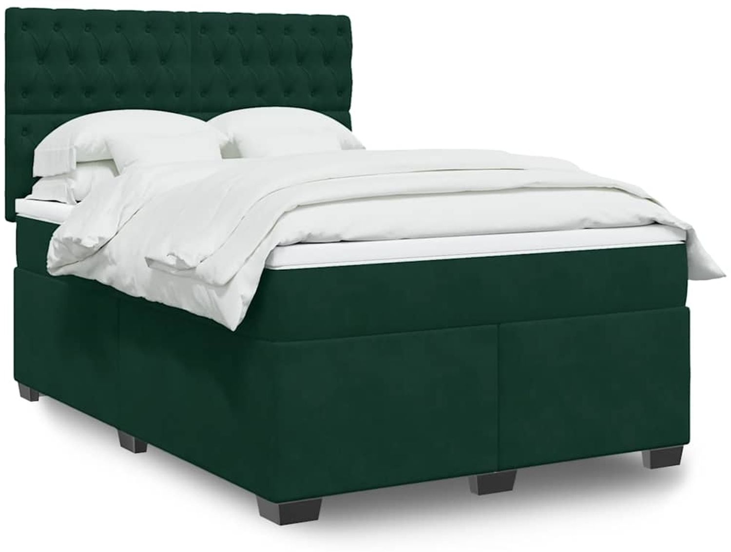 vidaXL Boxspringbett mit Matratze Dunkelgrün 140x190 cm Samt 3293215 Bild 1