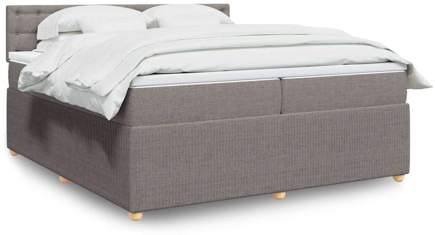 vidaXL Boxspringbett mit Matratze Taupe 200x200 cm Stoff 3287581 Bild 1