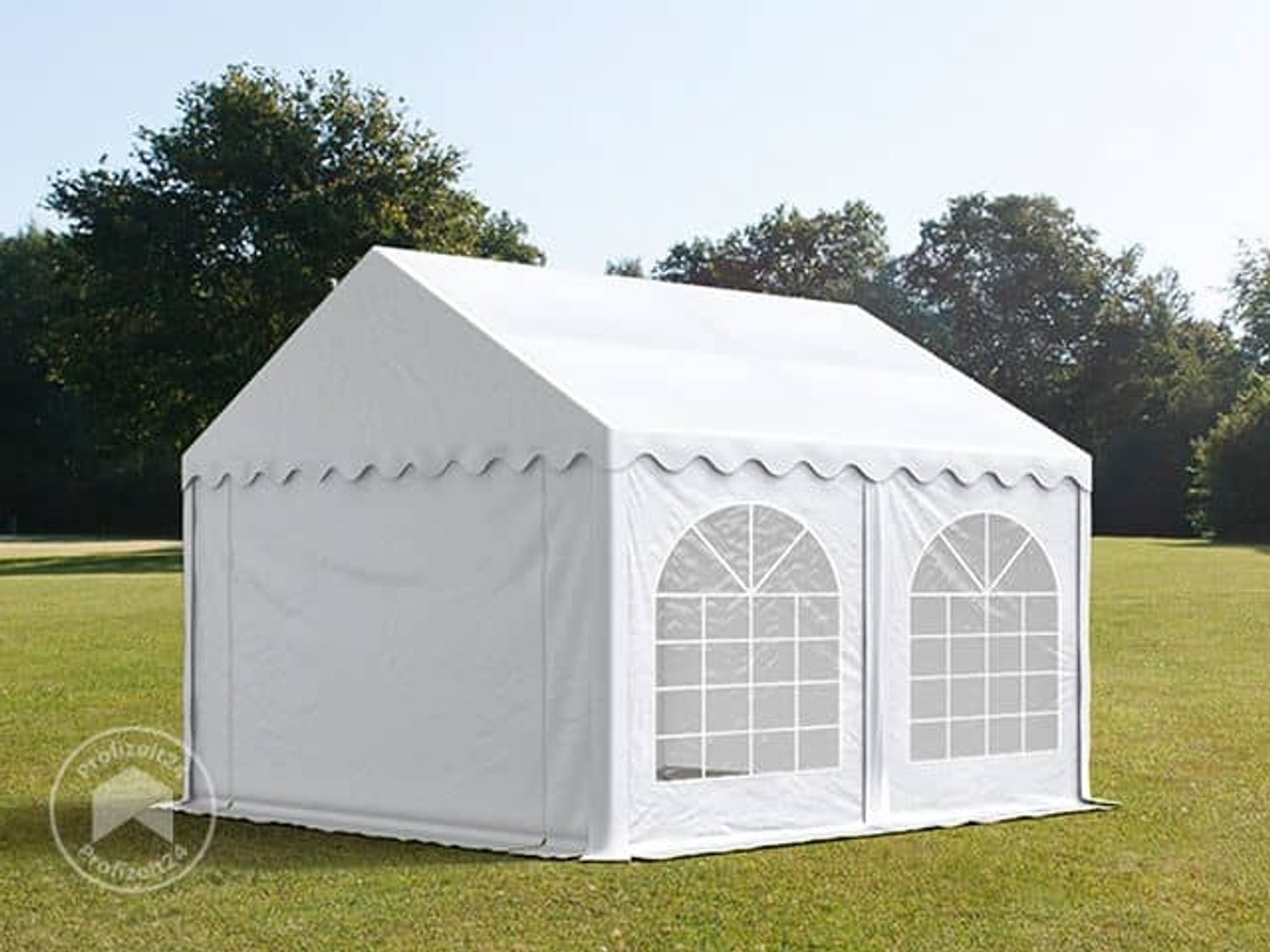 TOOLPORT Festzelt Partyzelt 3x4 m PREMIUM, hochwertige PVC Plane 750 N in weiß 100% wasserdicht mit Bodenrahmen Bild 1