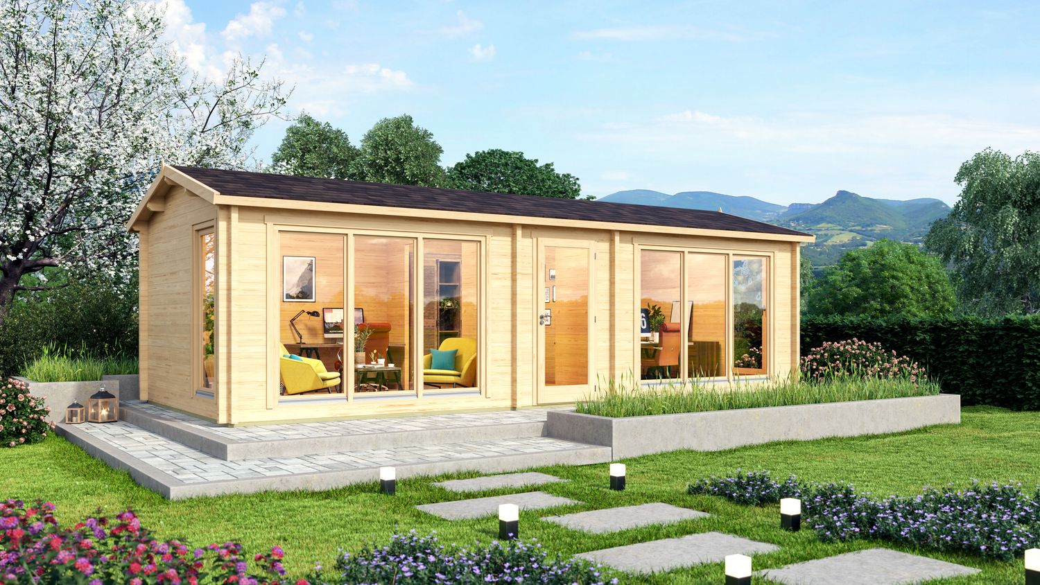 Fjordholz Gartenhaus Modell Officehouse 70 Grau Bild 1