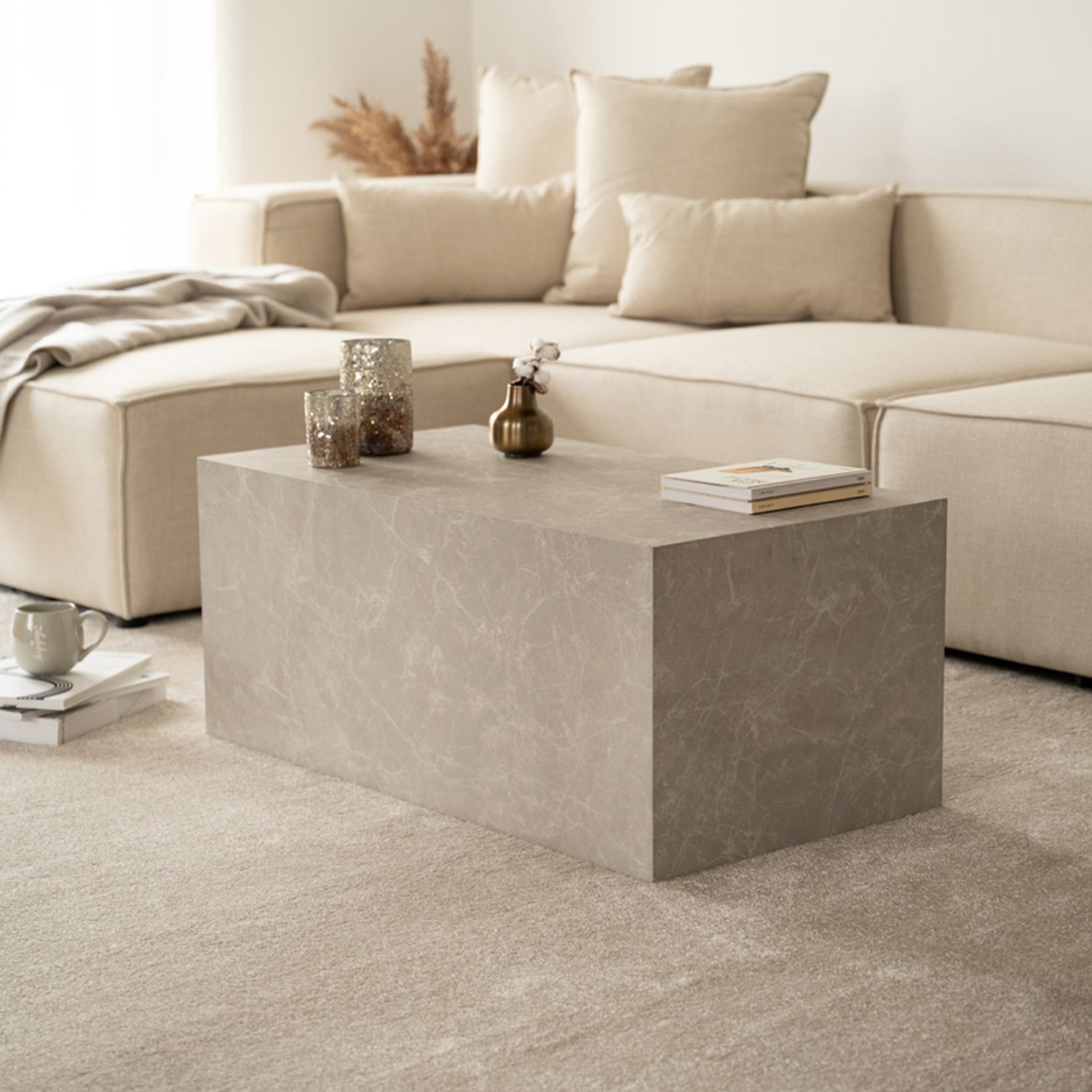 HOME DELUXE Couchtisch Marmor AMIRI L - Beige Bild 1