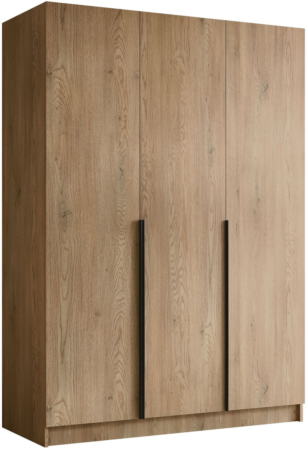 Drehtürenschrank Cikzori I, Kleiderschrank mit 3 Türen (Farbe: Eiche Cremona / Eiche Cremona + Schwarz) Bild 1