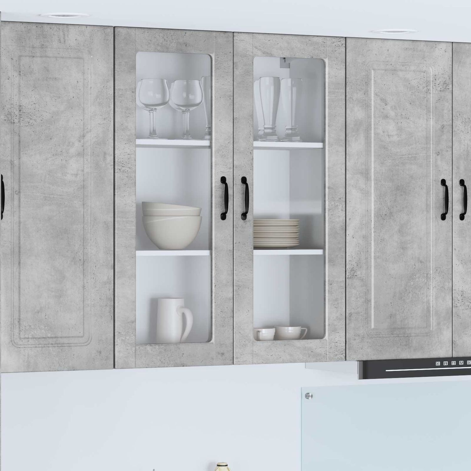 vidaXL Wandglas-Schrank PORTO Beton Grau 80 x 31 x 100 cm 885508 Bild 1