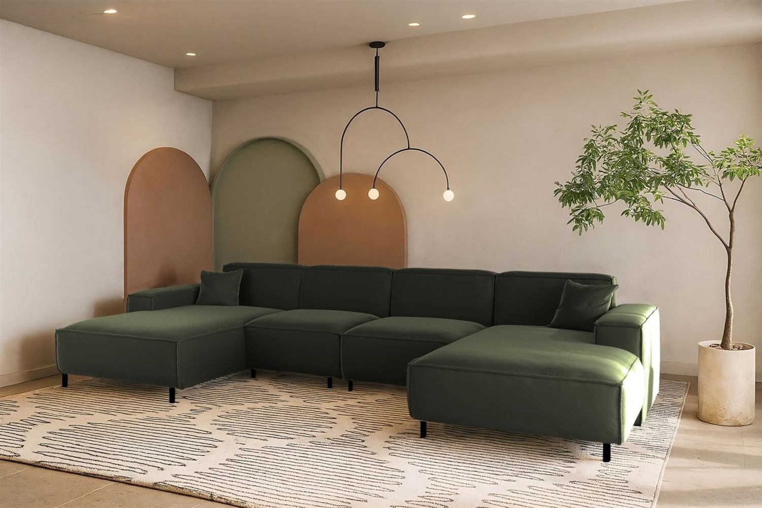 Wohnlandschaft Sofa U-Form GLORIA in Stoff Tiffani Grün Bild 1