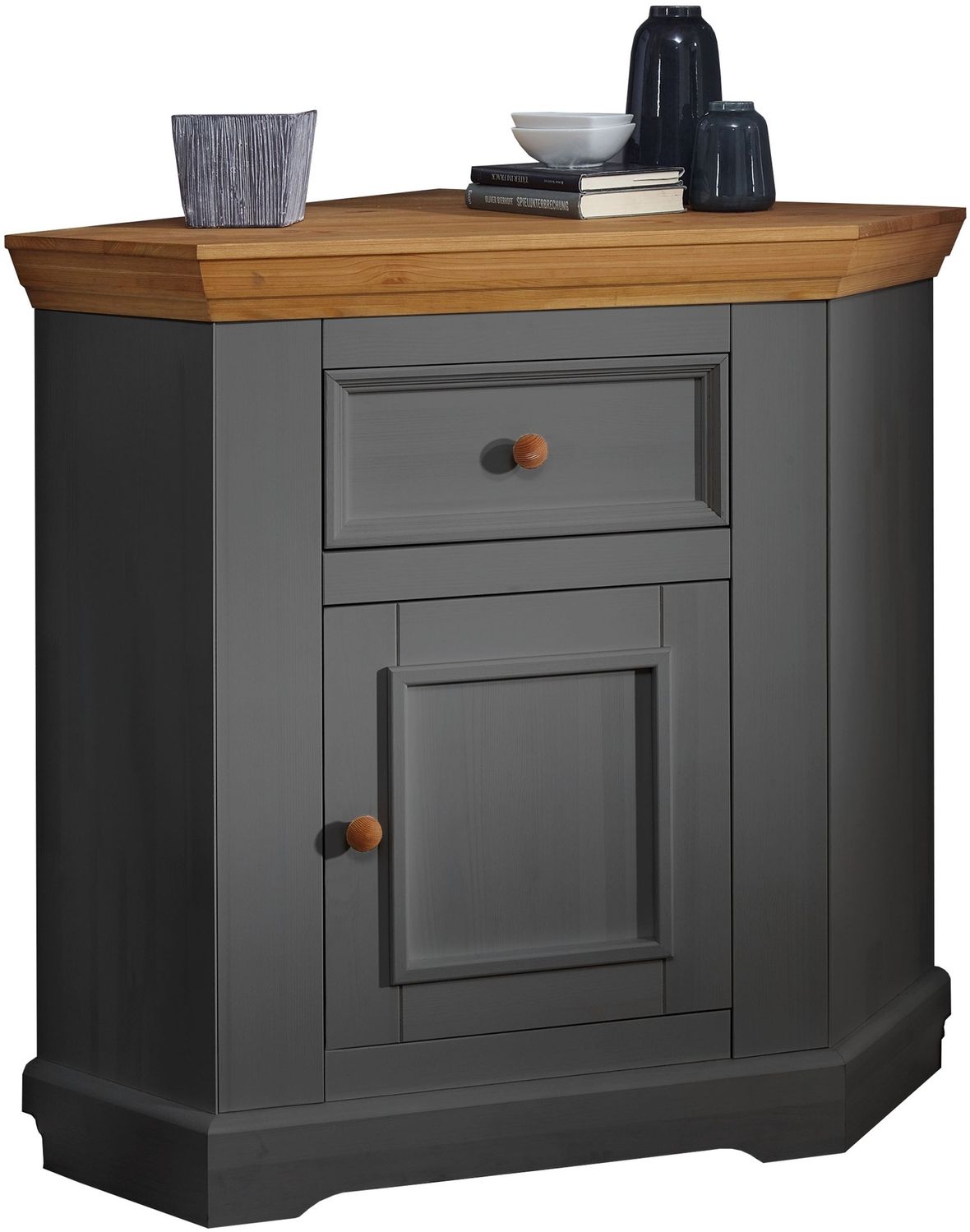 Eckkommode >WZ-0133< (BxHxT: 103x94x68 cm) in grau - 103x94x68 (BxHxT) Bild 1