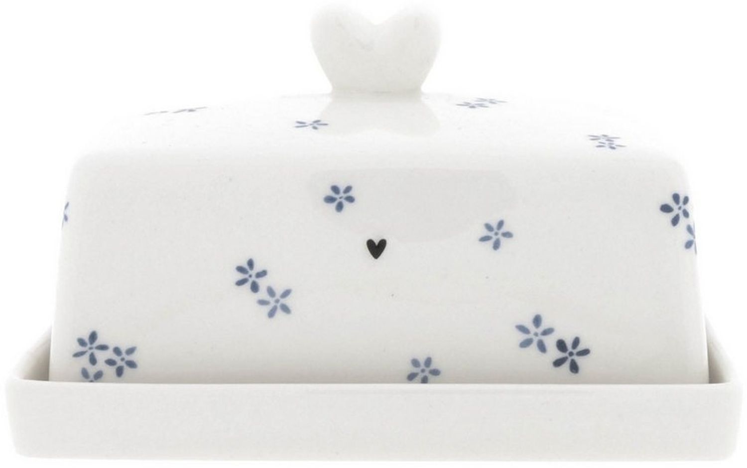 Bastion Collections Butterdose Butterschale Blumen Weiß Blau LI/BUTTER HE 009IB Bild 1