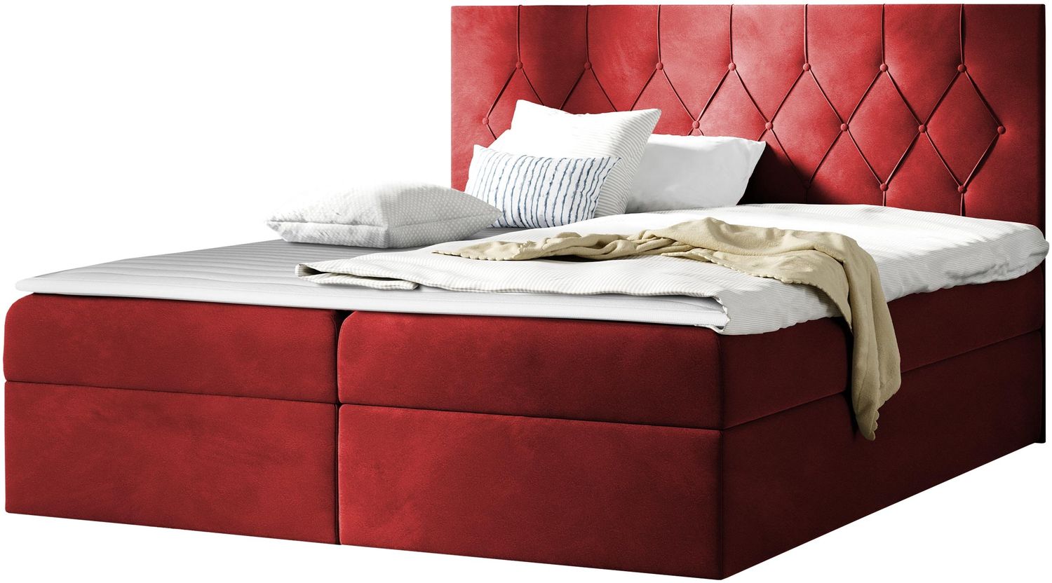 Boxspringbett Simori, Rot, 180x200 cm Bild 1