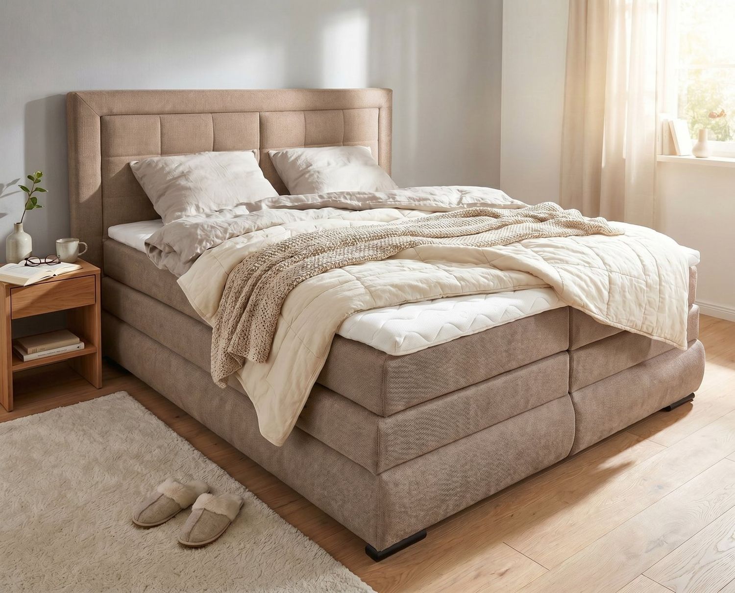 OTTO home Boxspringbett MIVVA inkl. Bettkasten & Topper, Komfortliegehöhe: 67cm, Breite: 180cm, in H3, H4 oder Hmix H3/H4, wahlweise mit oder ohne LED-Leuchten Bild 1