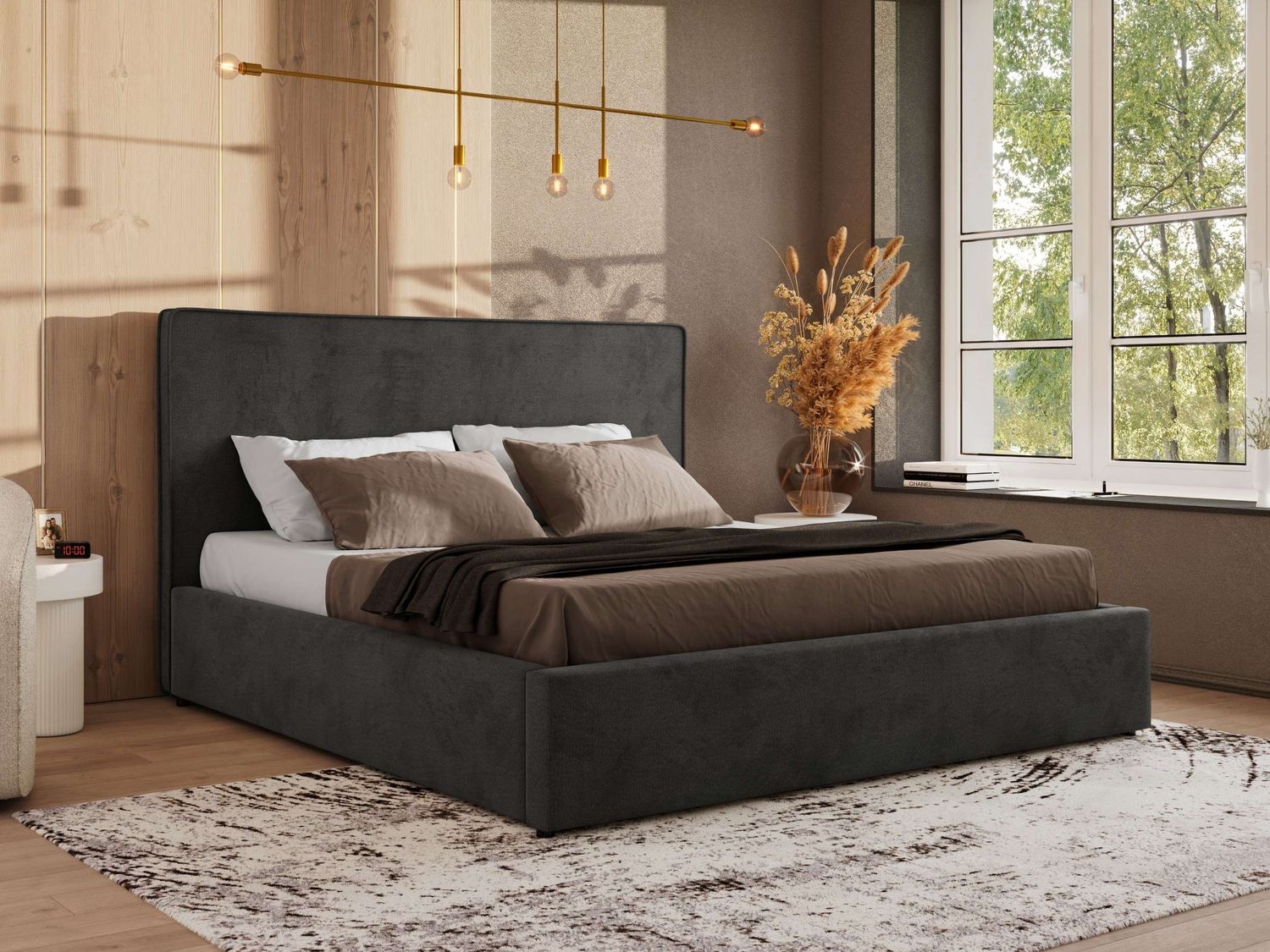 CORIVO CLASSIC Polsterbett mit Bettkasten & Stauraum, Doppelbett, inkl. Lattenrost, Metall-Hebeautomat mit Gasdruckfedern, mit Foam Matratze - Dunkelgrau Velvet - MIRO LUX Bild 1
