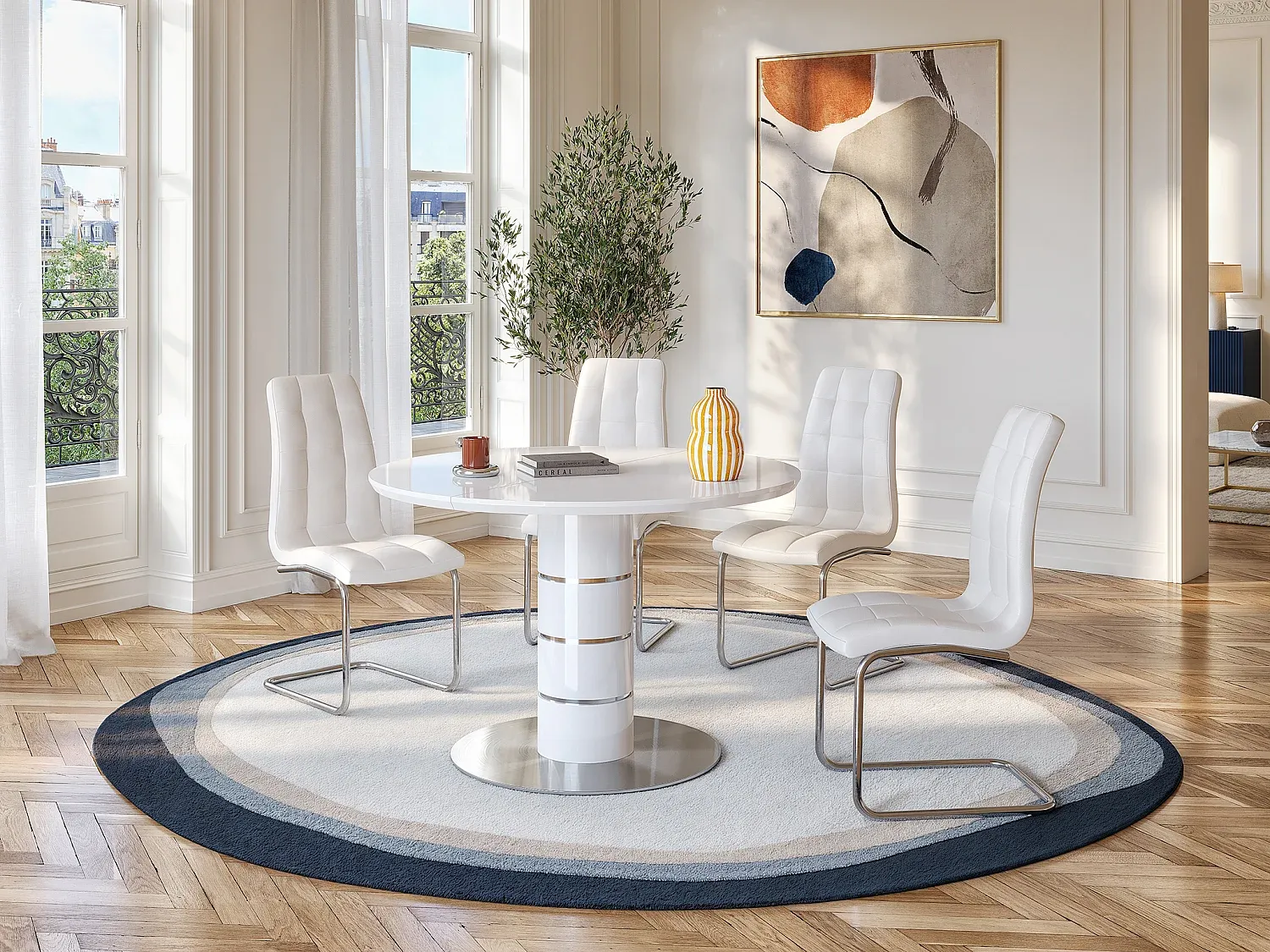 Vente-unique - CUSCO Esstisch Holz, Platte Weiß - B 120 cm x H 76 cm x L 160 cm120 cm Bild 1