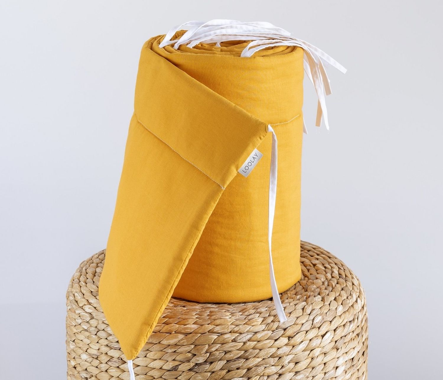 Loolay Bettnestchen SENFGELB Baumwolle Atmungsaktives Babybett Nestchen BETTUMRANDUNG, (GESCHENK Ausstattung Erstausstattung für Neugeborene GELB 140x70 o. 120x60 cm mit Sprossen, Umrandung Kopfschutz Bett Schutz Bettschlange 420, 360, 210, 180x30cm), ... Bild 1