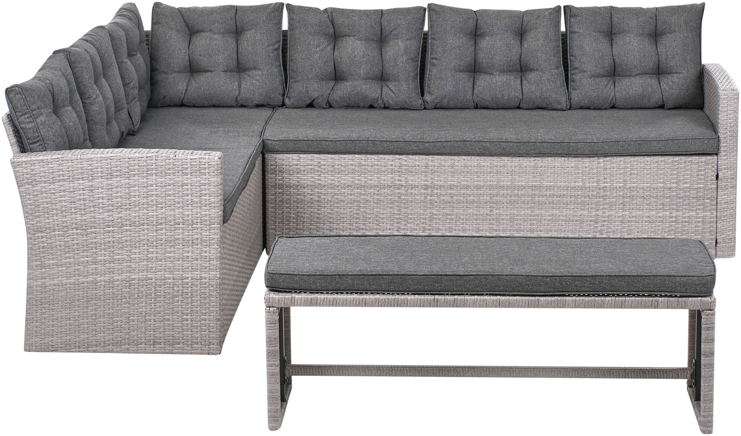 Beliani 'VITERBO' Garten Ecksofa 8-Sitzer, Polyrattan grau Bild 1