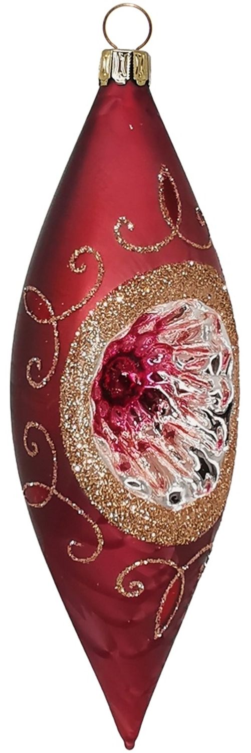 Reflex Olive 15cm, Marsala Eis, Spitzenbordüre - Schatzhauser Weihnachtsschmuck Bild 1