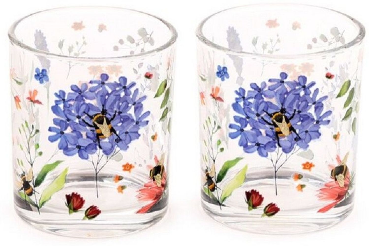 Puckator Glas Nectar Meadows Bienen, Day of the Dead Totenkopf, Fruits, Kuh, 2-tlg, Glas, 2er-Set, ca. Ø 8x9 cm, für ca. 350 ml Bild 1