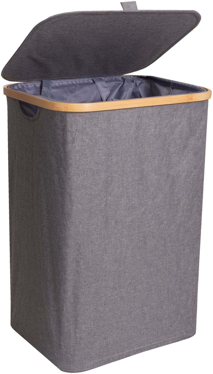 osoltus Wäschesortierer Nelson 1-Fach Wäschekorb Bambus Grau 60 cm Bild 1