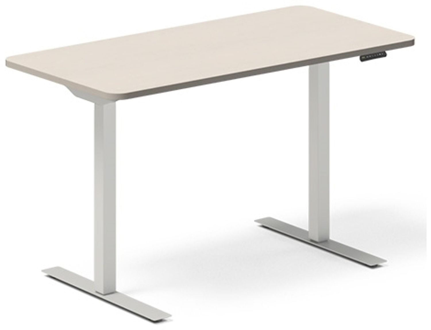 Höhenverstellbarer Tisch DNA Birke 1600x800 mm 2-beinig weiß Bild 1