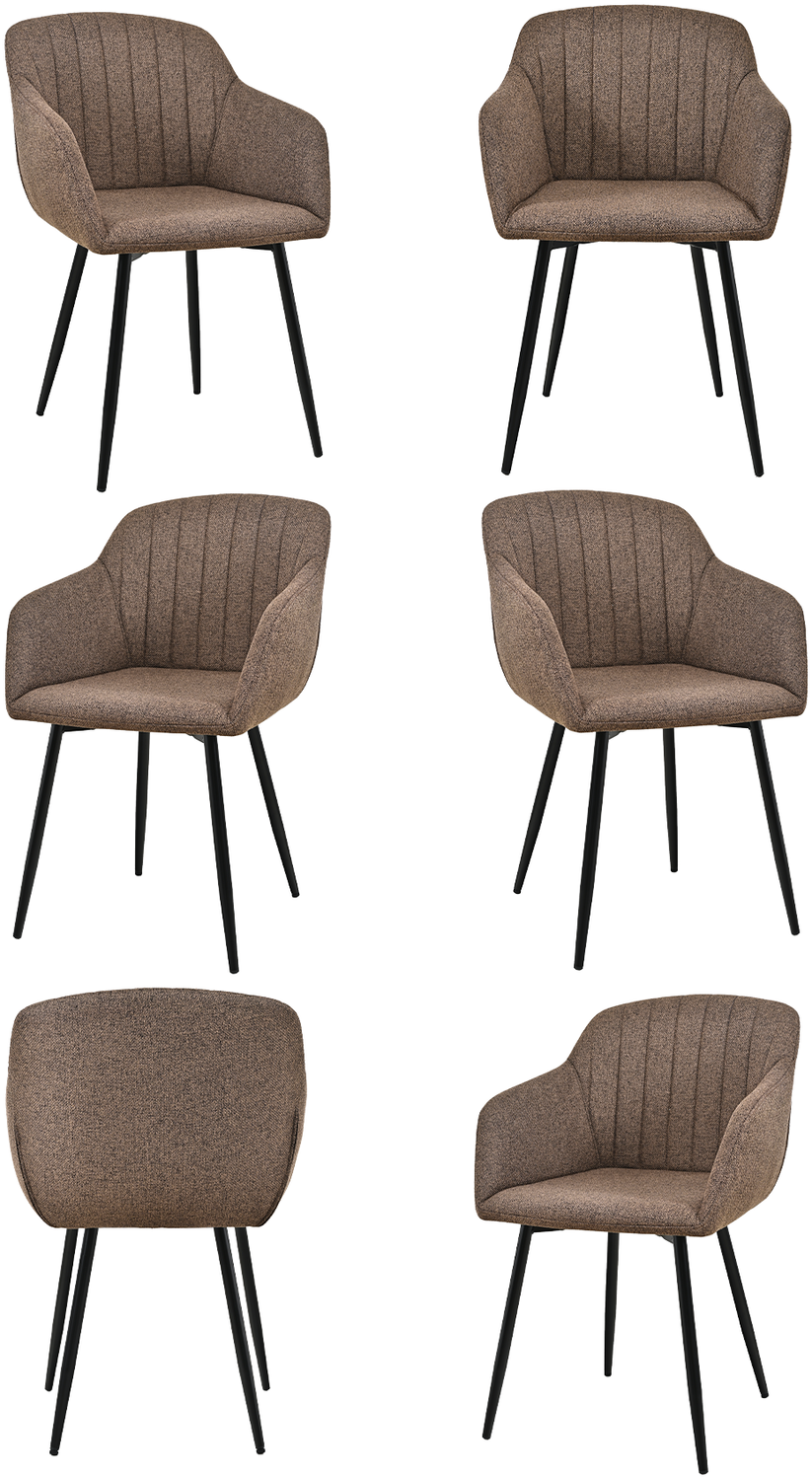 GOEURVANT 711 Esszimmerstühle 6er-Set, Webstoff - Mokkabraun Bild 1