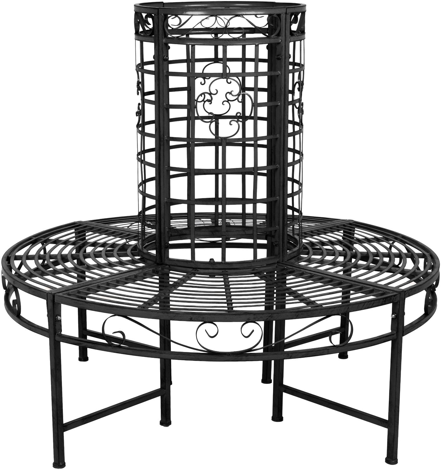 Baumbank ODIN - Stahl Schwarz 112x121x121cm | Gartenbank wetterfest Terrassenbank Sitzbank Outdoor Bild 1