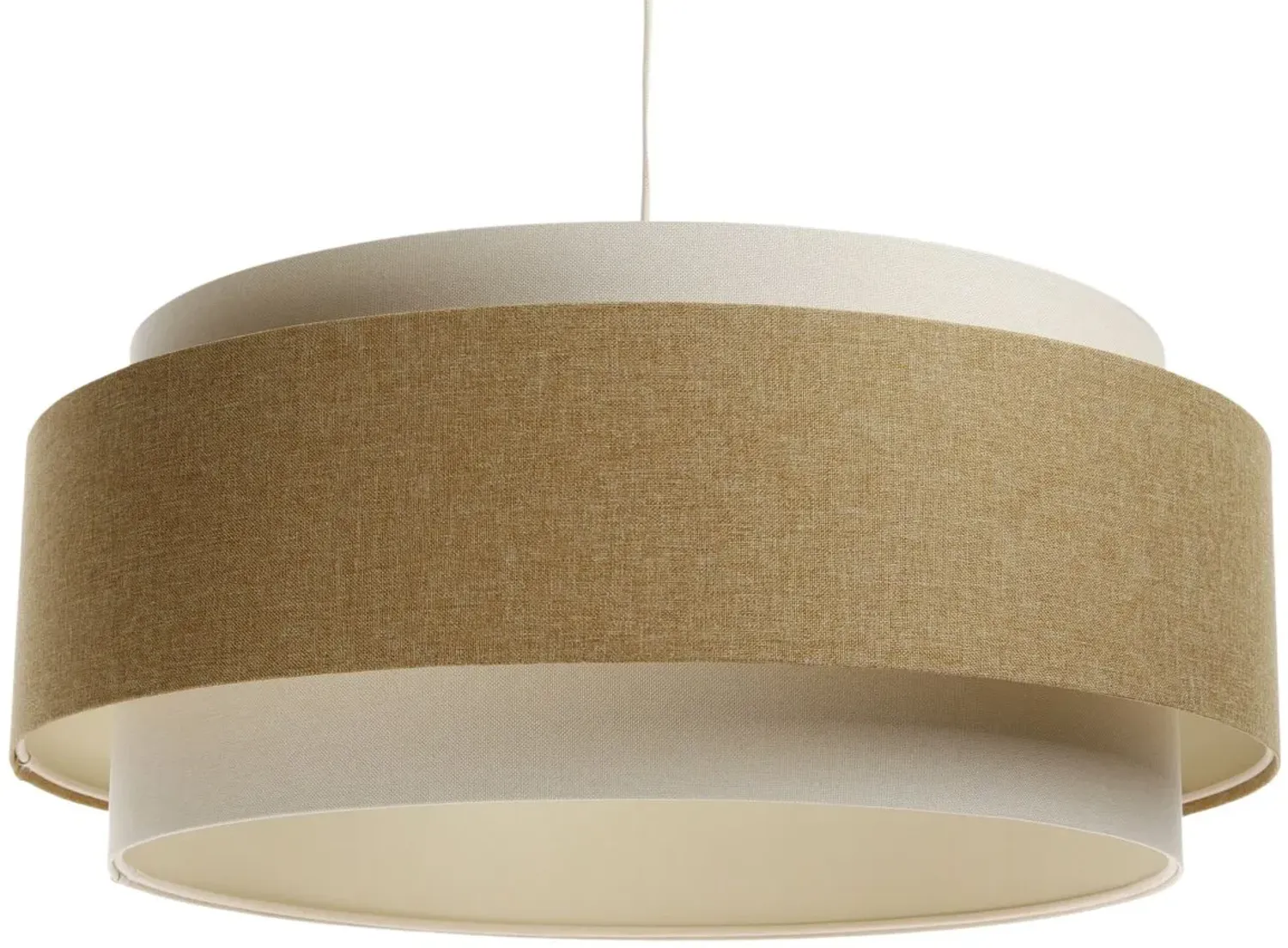 BPS Koncept DUM-051 Hängeleuchte BOHO ELEGANT E27 1x40W Stoff strukturiert auf PVC-Kunststoff weiß, braun H:95cm Ø60cm dimmbar Bild 1