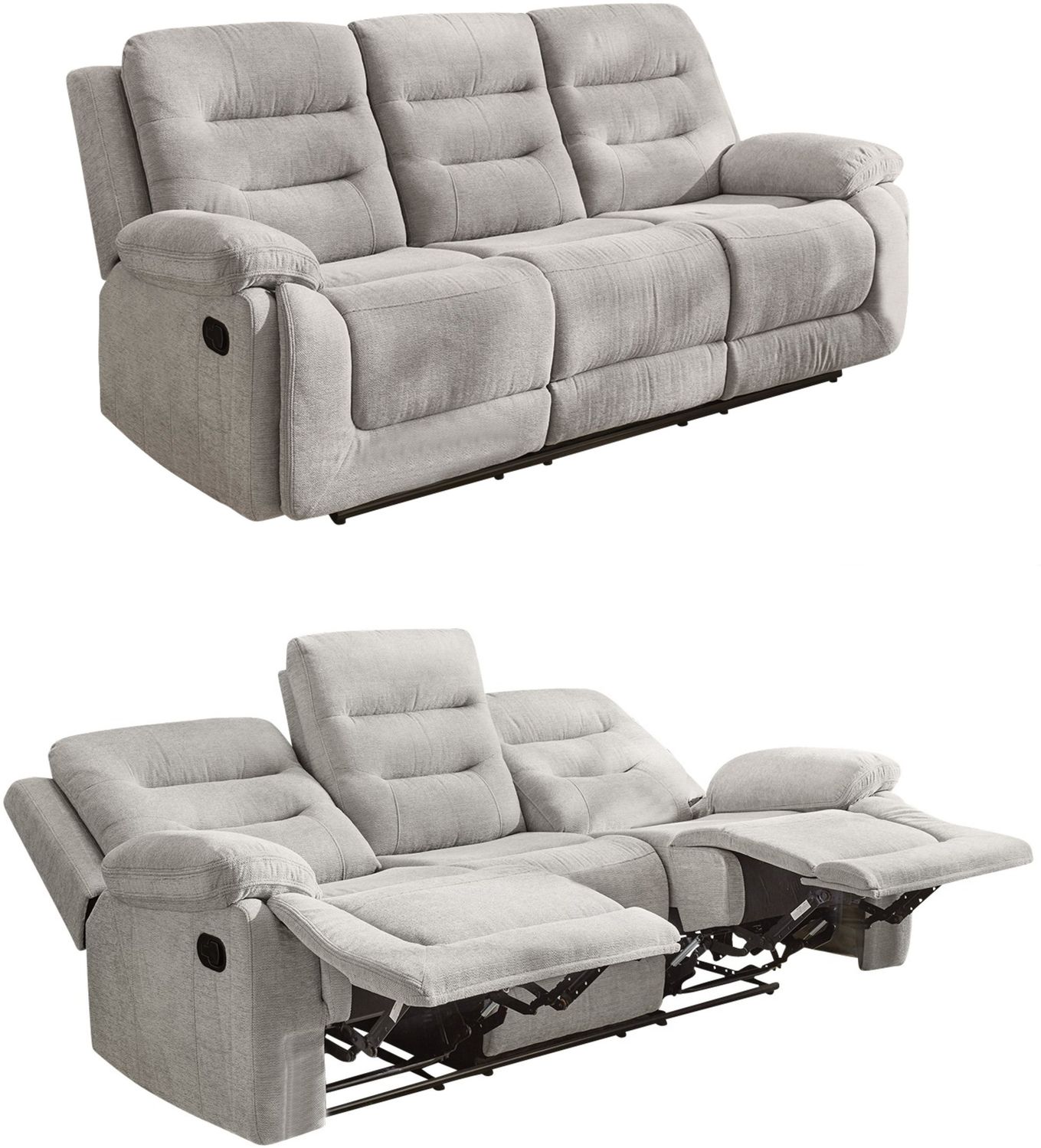 3-Sitzer-Relaxsofa Federkern mit Liegefunktion Dreier-Couch Stoff Chenille Grau Bild 1