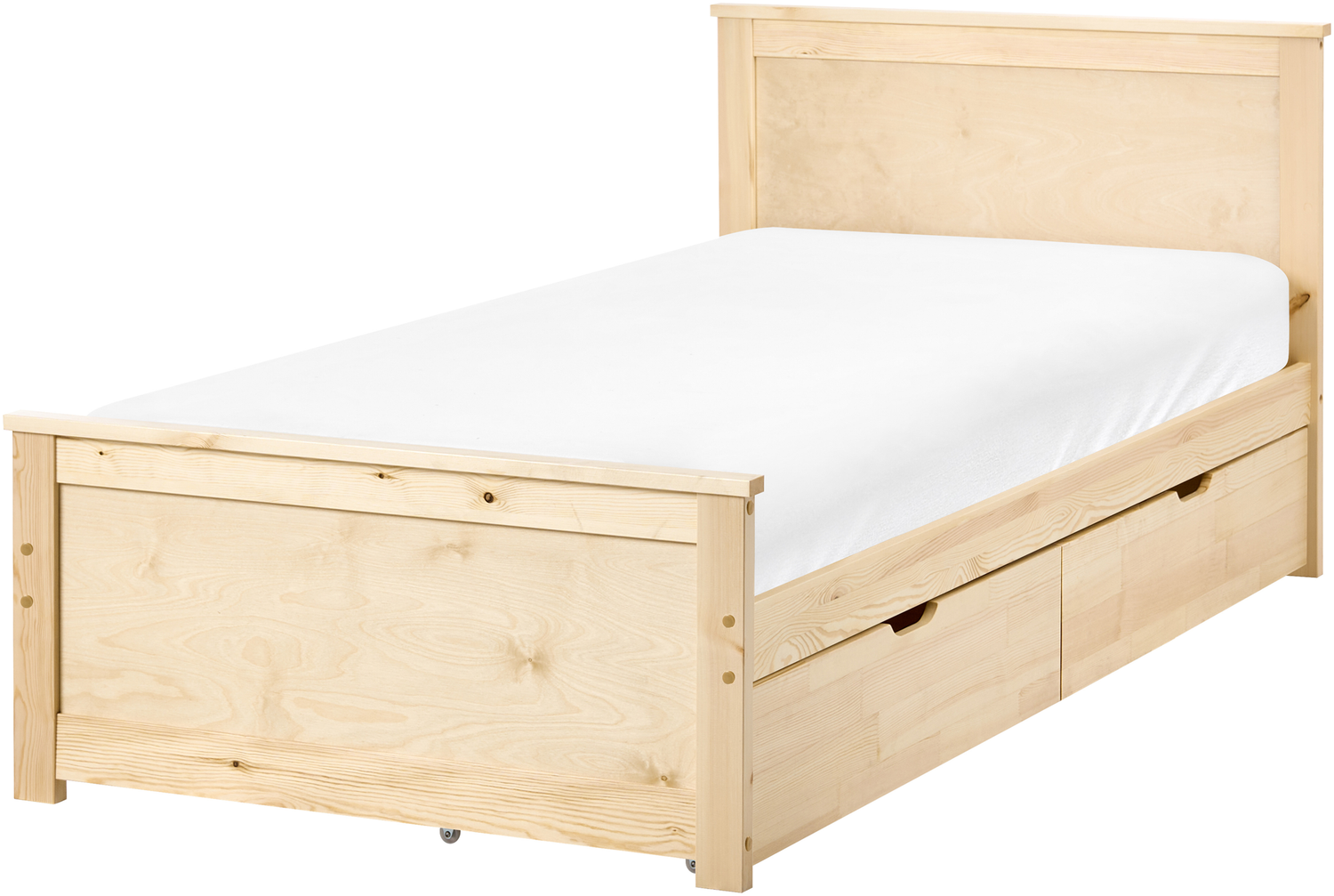 Bett mit 2 Schubladen DAUPHIN Kiefernholz Hellbraun 90 x 200 cm Bild 1