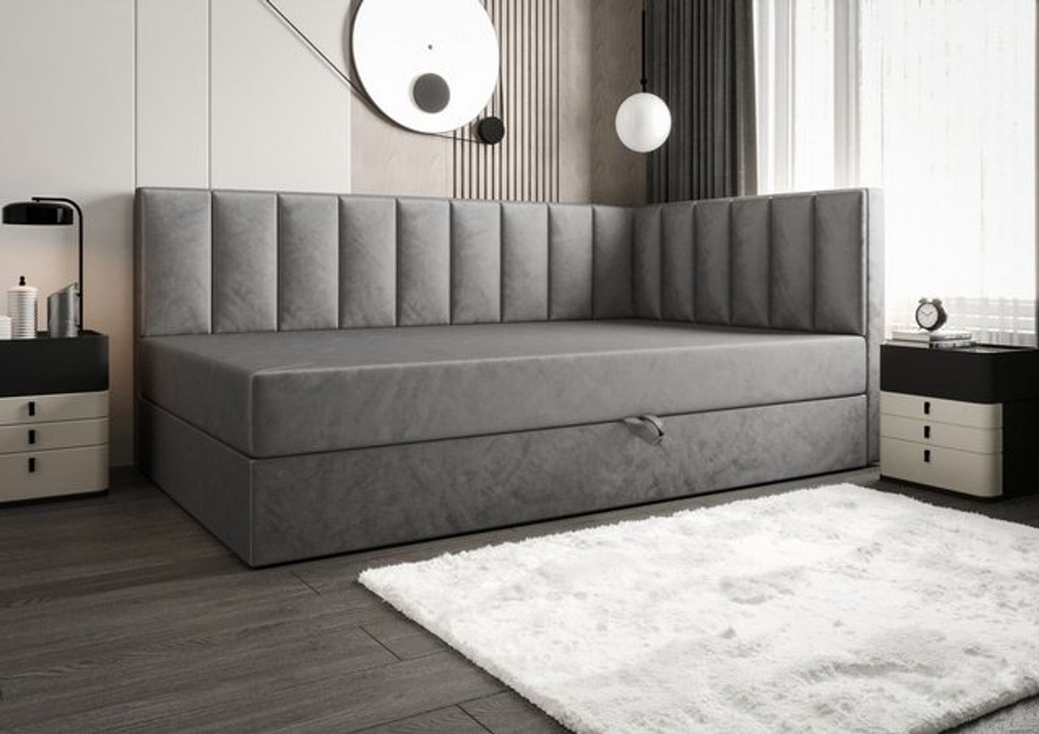 B&B Home Boxspringbett Adelle rechts oder links (H3 Matratze Bonellfederung, Kopfteil, Seitenteil und Bettkasten) Bild 1