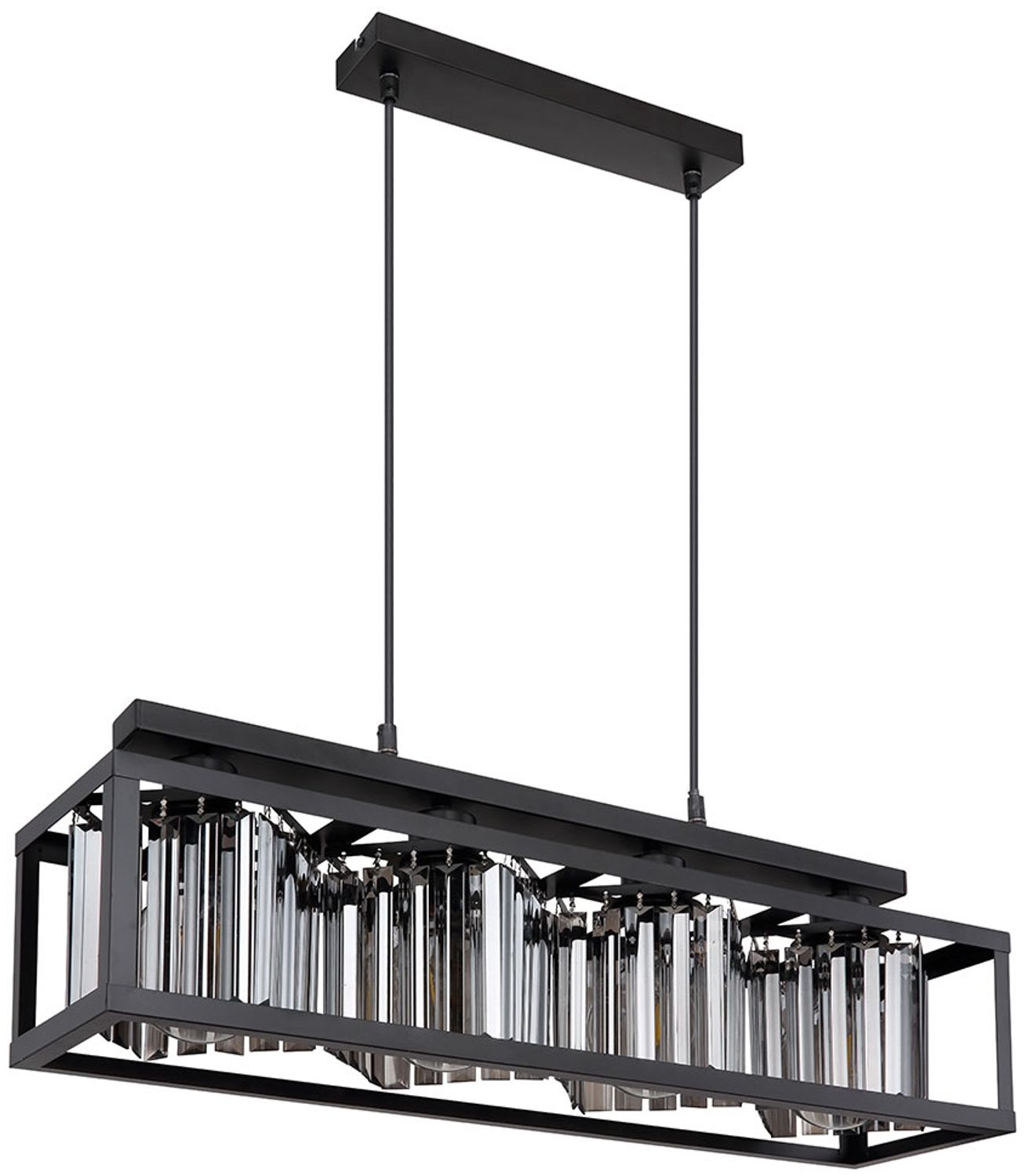 Hängeleuchte Metall schwarz, Glaskristalle rauch H 120 cm Bild 1