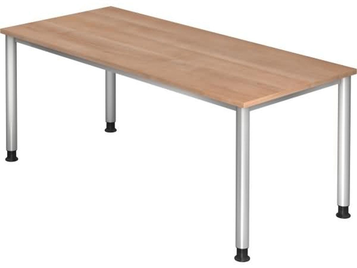 Schreibtisch HS19 4-Fuß rund 180x80 cm Nussbaum Gestellfarbe: Silber Bild 1