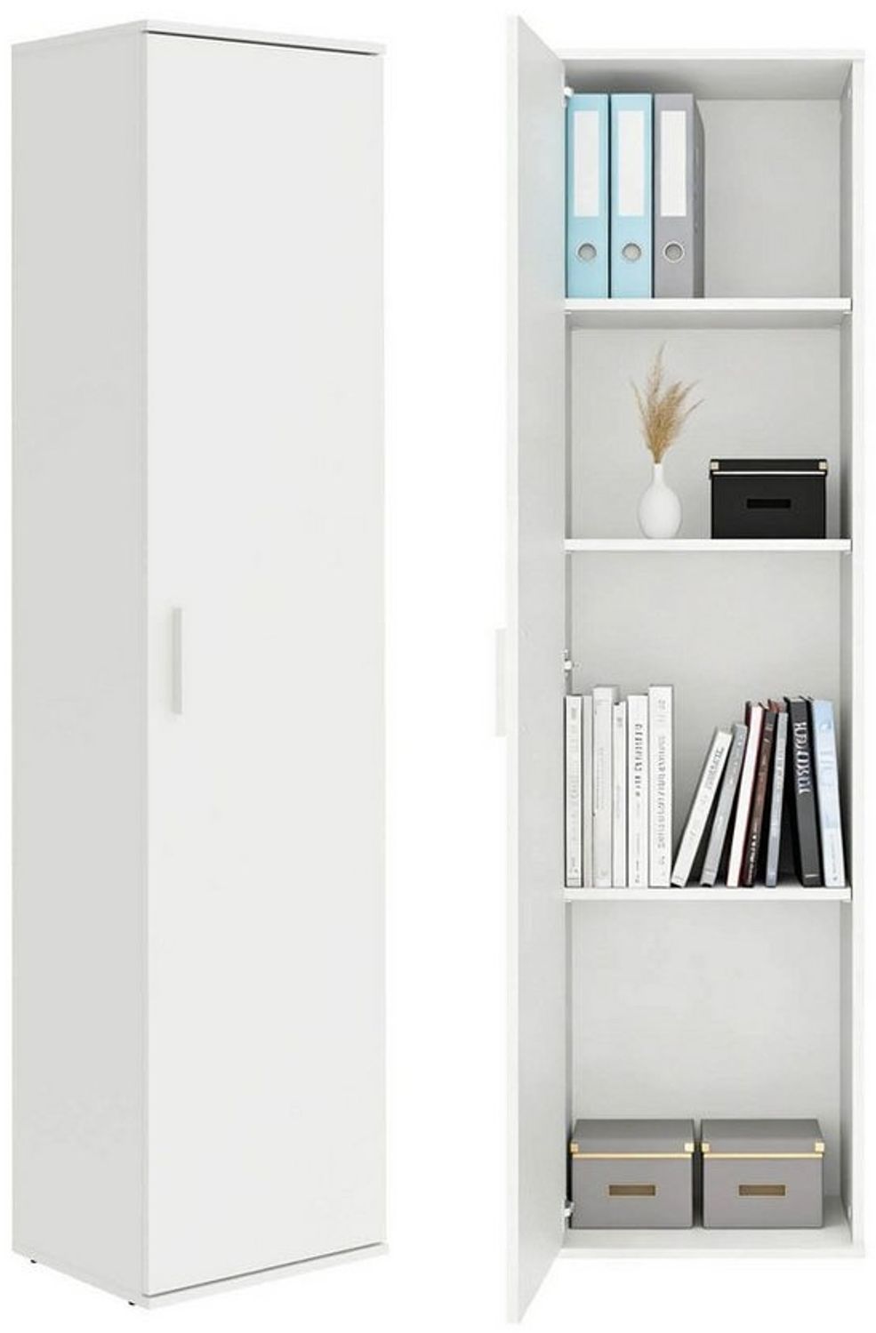 mokebo Mehrzweckschrank Der Kompakte Made in Germany, Vorratsschrank, Flurschrank, Aktenschrank in Weiß Bild 1