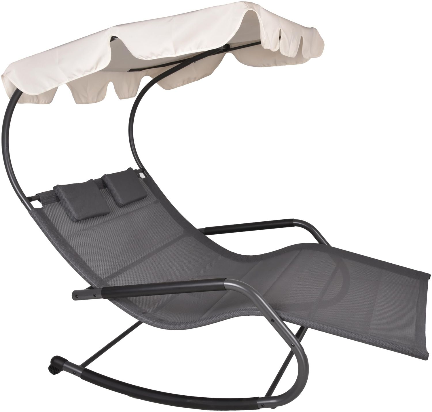Doppel-Schaukelliege AMINA Anthrazit Polyester | Sonnenliege mit Dach Relaxliege Gartenliege Bild 1