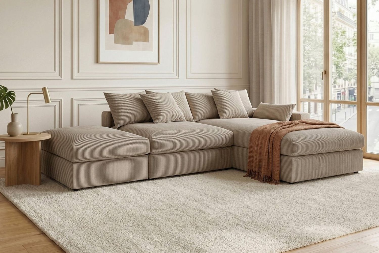 OTTO home Ecksofa Cosy Lounge L-Form, Breite 333 cm, Mega-Sofa mit Cordstoff bezogen, mit Federkern & 4 Zierkissen Bild 1