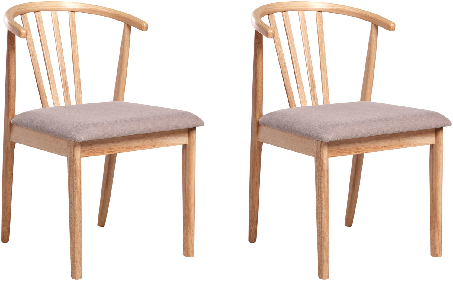 Esszimmerstuhl 2er Set CRAIG Holz Hellbraun Taupe Bild 1